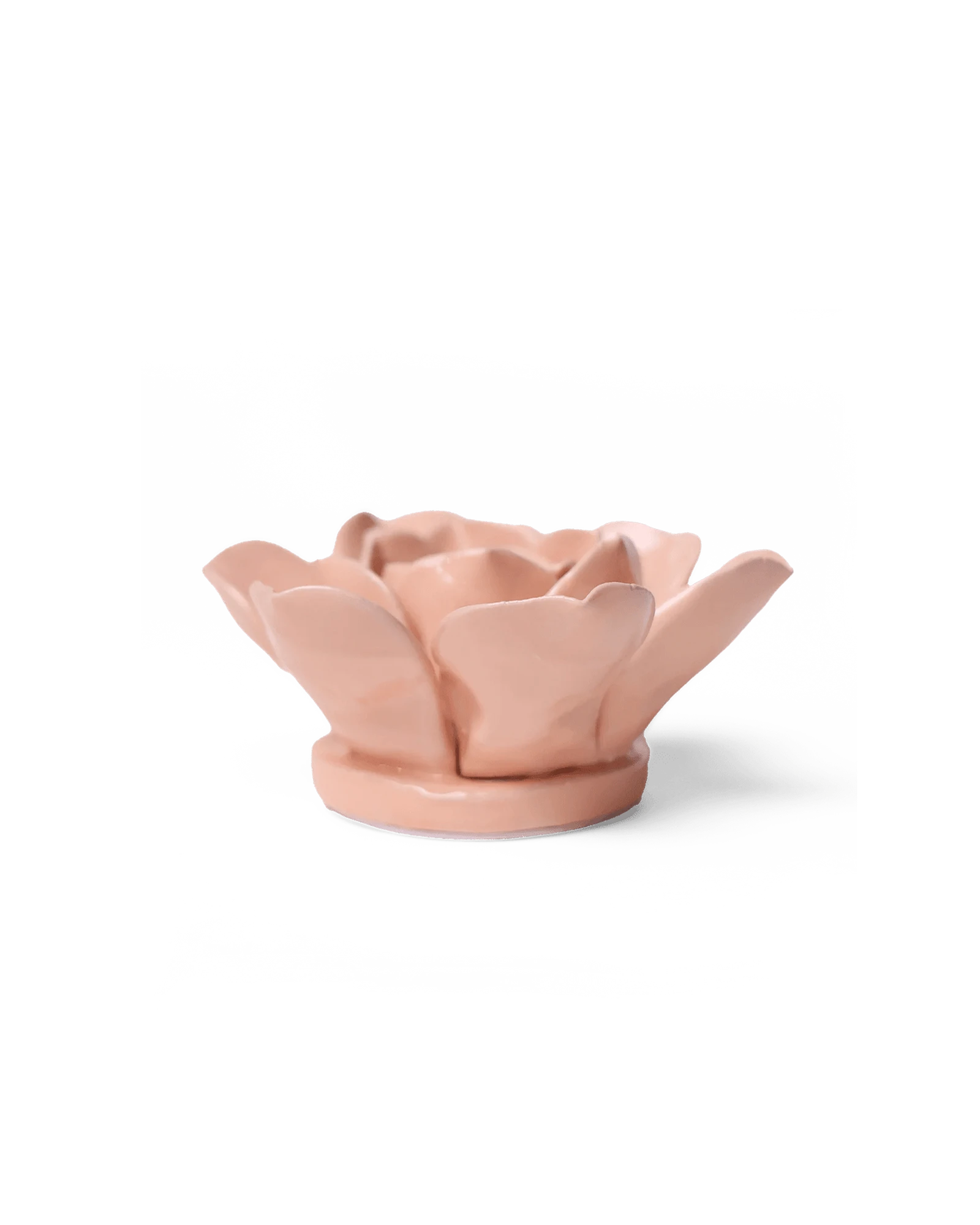 Chive December Birth Flower Narcissus apricot pink ceramic flower side view showing petal depth and glossy glazed finish.