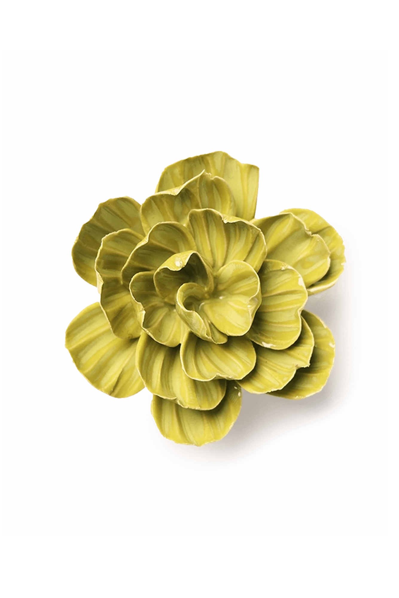 Chive February Birth Flower Primrose chartreuse green glazed ceramic flower.