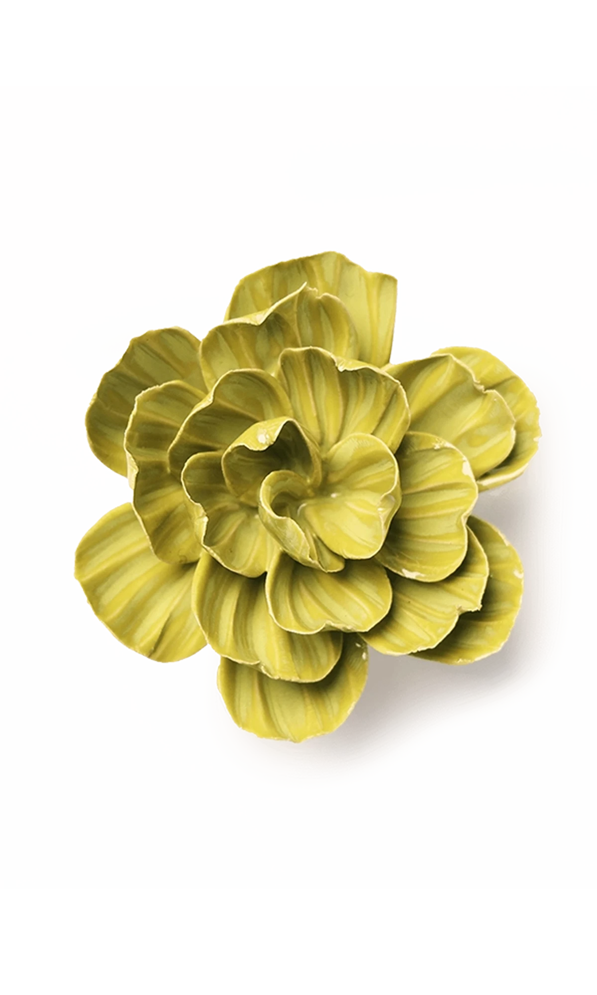 Chive February Birth Flower Primrose chartreuse green glazed ceramic flower.
