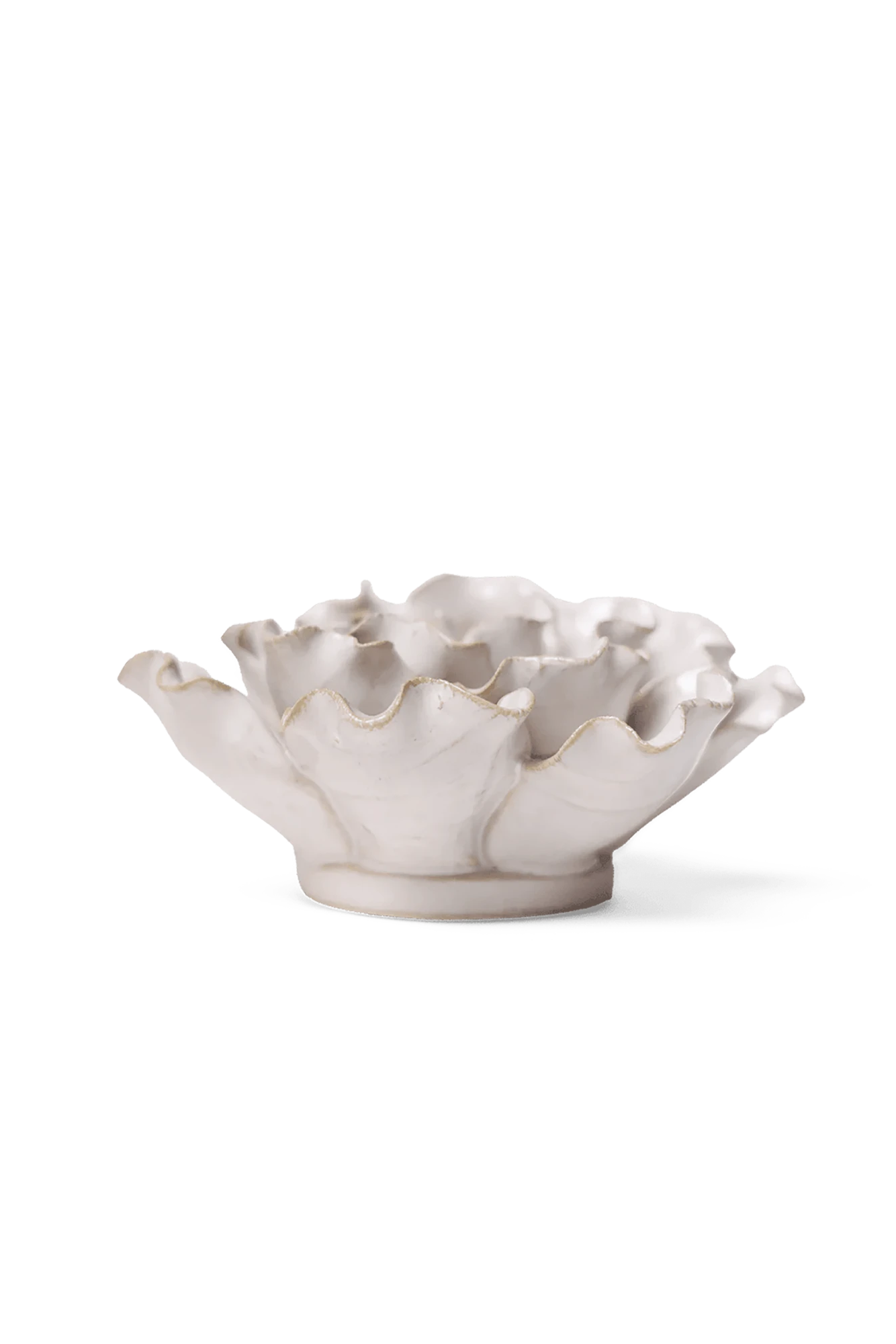 Chive January Birth Flower Snowdrop white ceramic flower side view showing petal depth and glossy glazed finish.