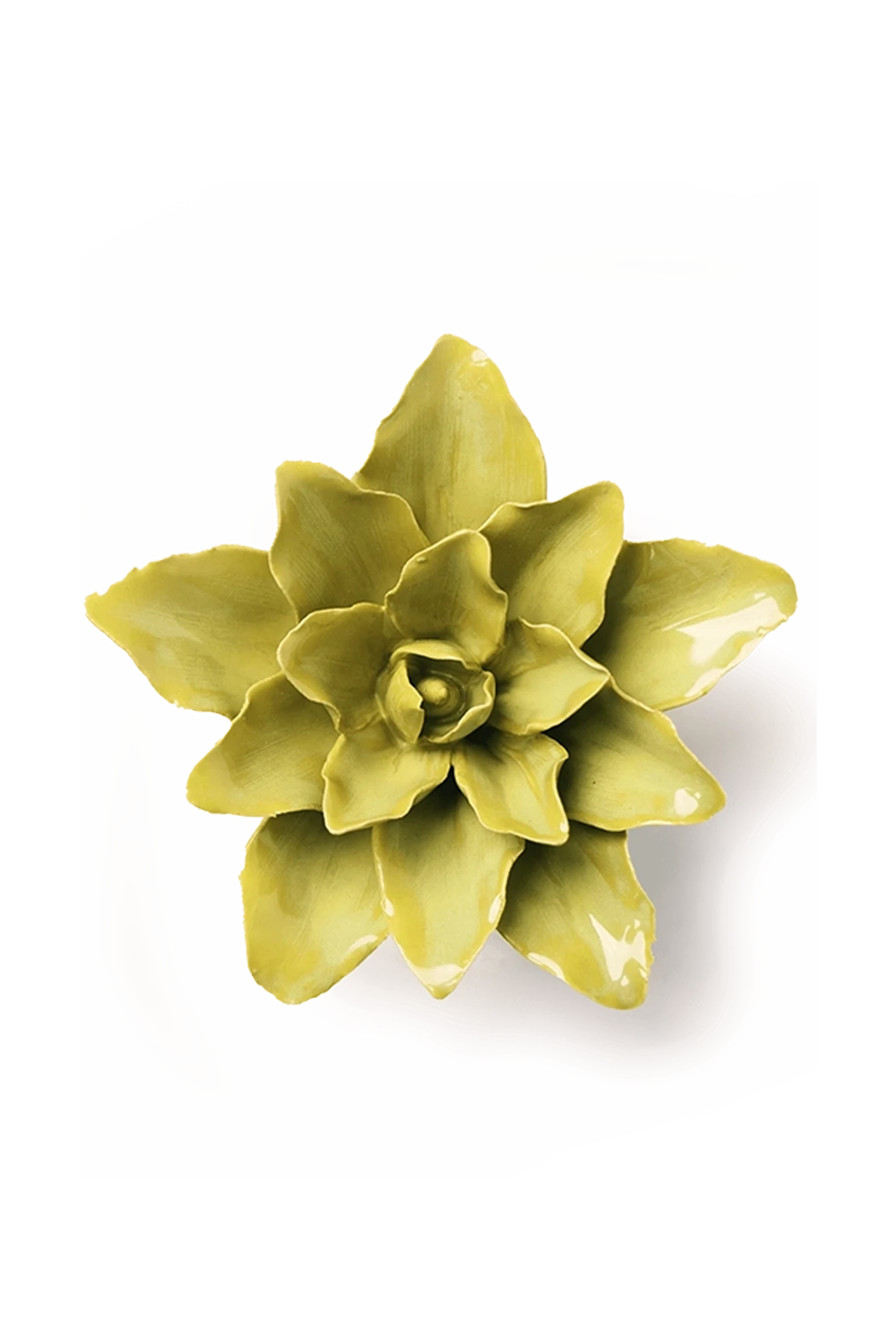Chive July Birth Flower Water Lily chartreuse green glazed ceramic flower.