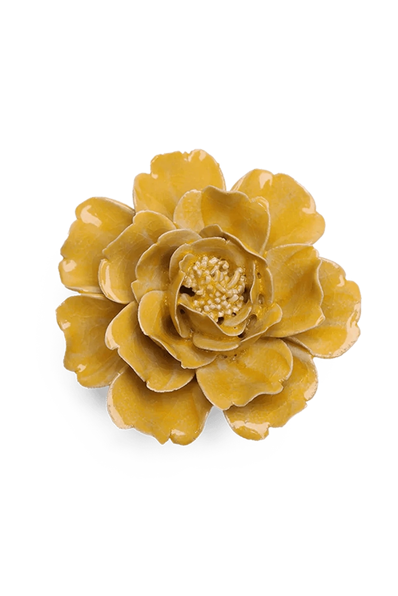 Chive June Birth Flower Rose burnt yellow glazed ceramic flower.
