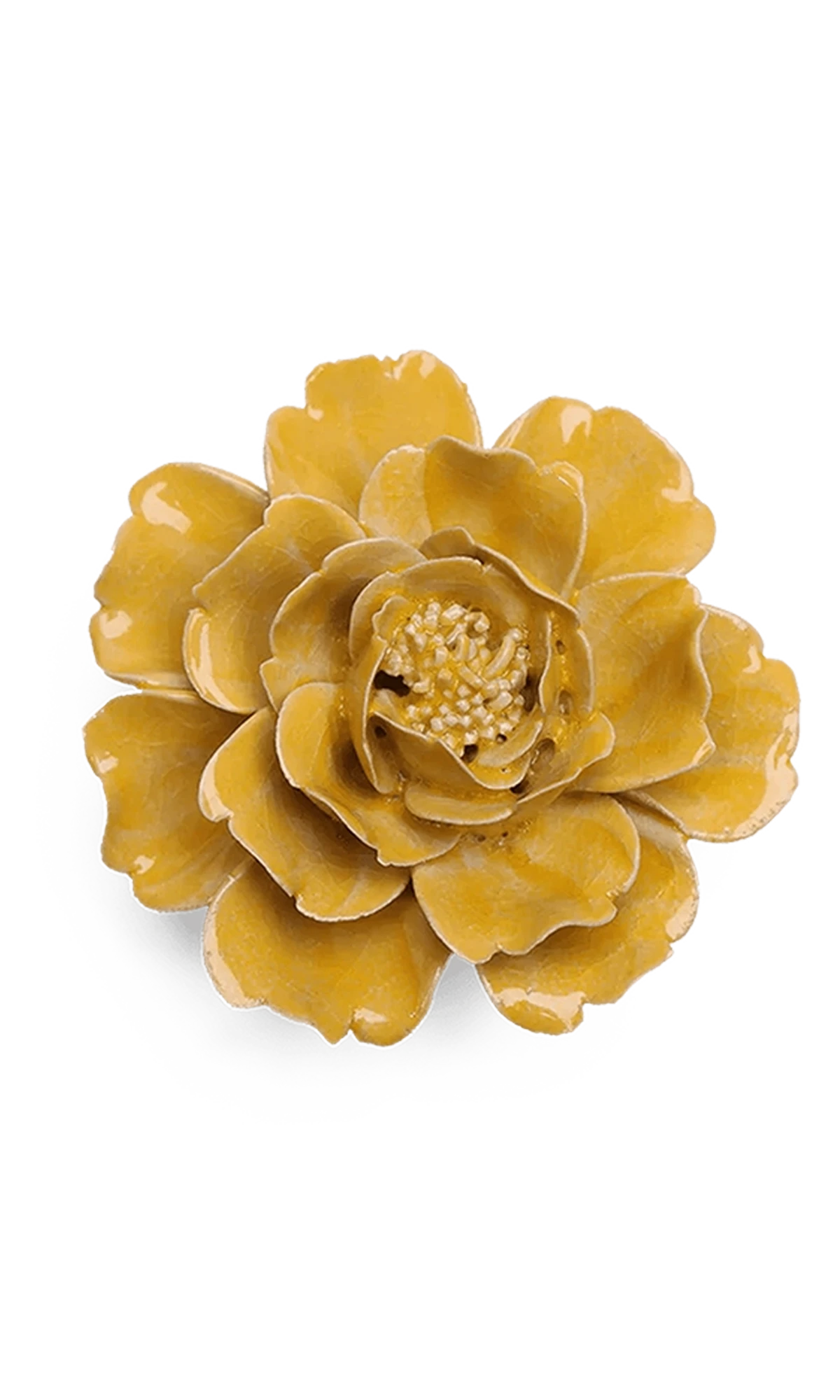 Chive June Birth Flower Rose burnt yellow glazed ceramic flower.