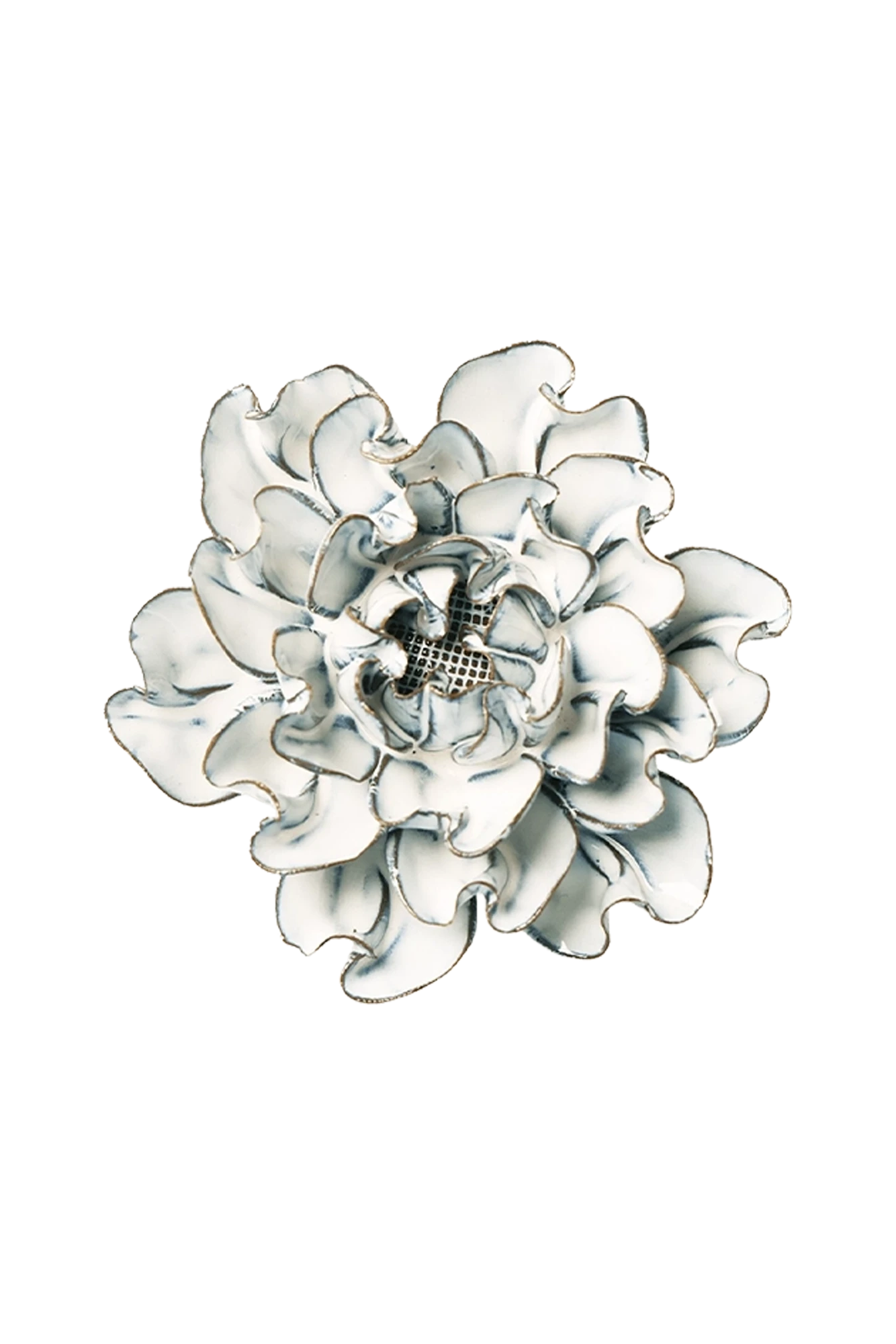 Chive May Birth Flower Hawthorn blue white glazed ceramic flower.