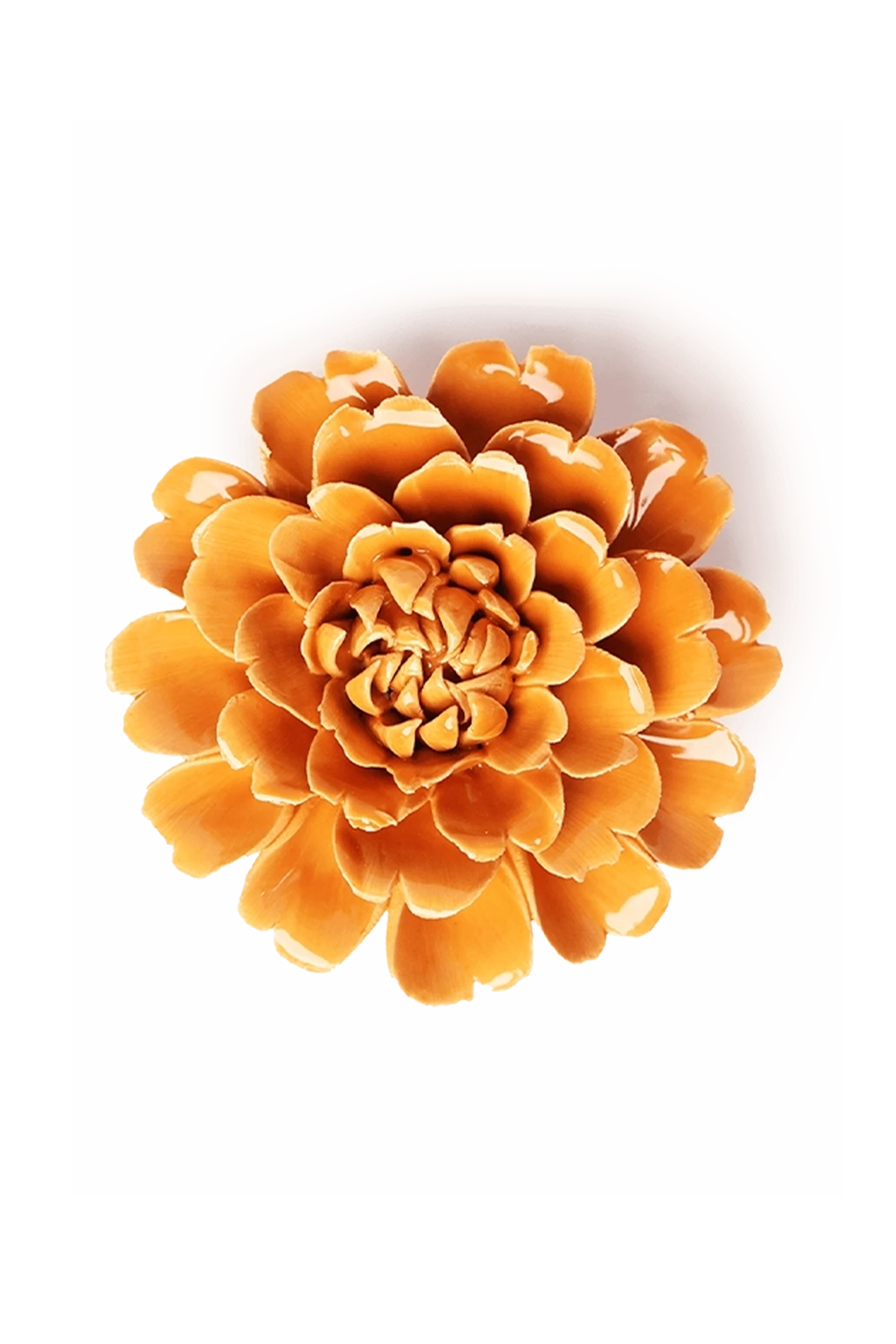 Chive October Birth Flower Marigold fiesta orange glazed ceramic flower.