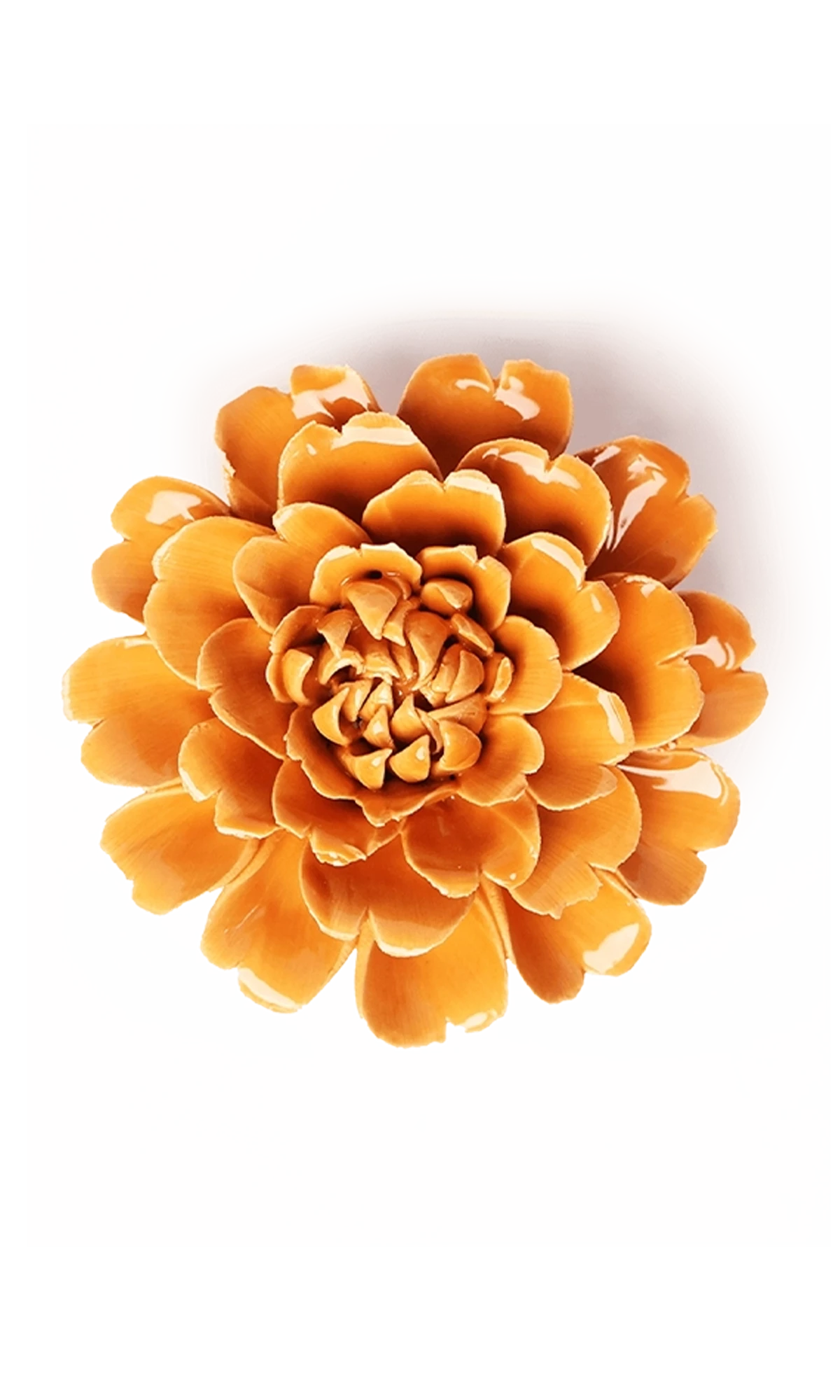 Chive October Birth Flower Marigold fiesta orange glazed ceramic flower.
