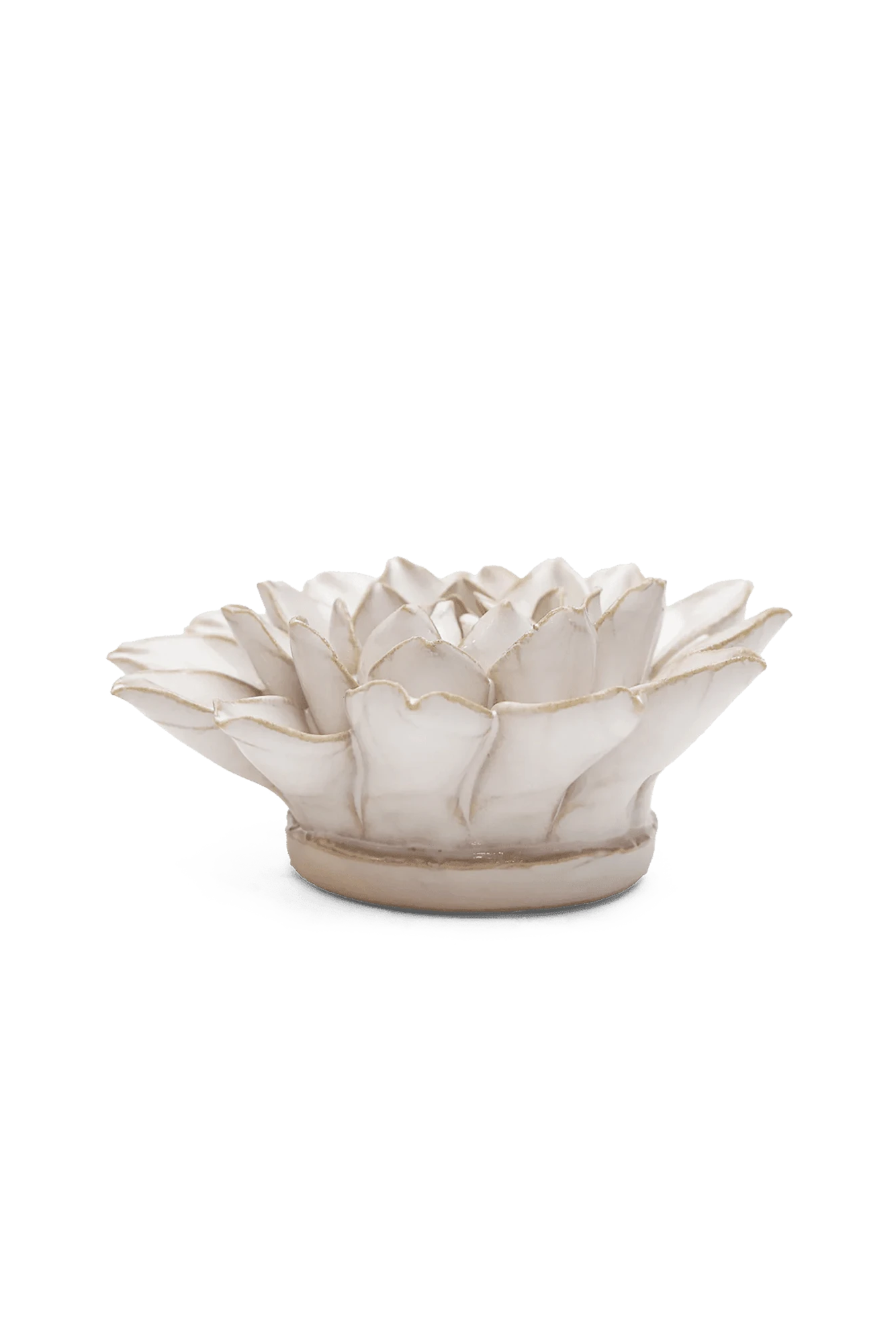 Chive September Birth Flower Aster ivory ceramic flower side view showing petal depth and glossy glazed finish.