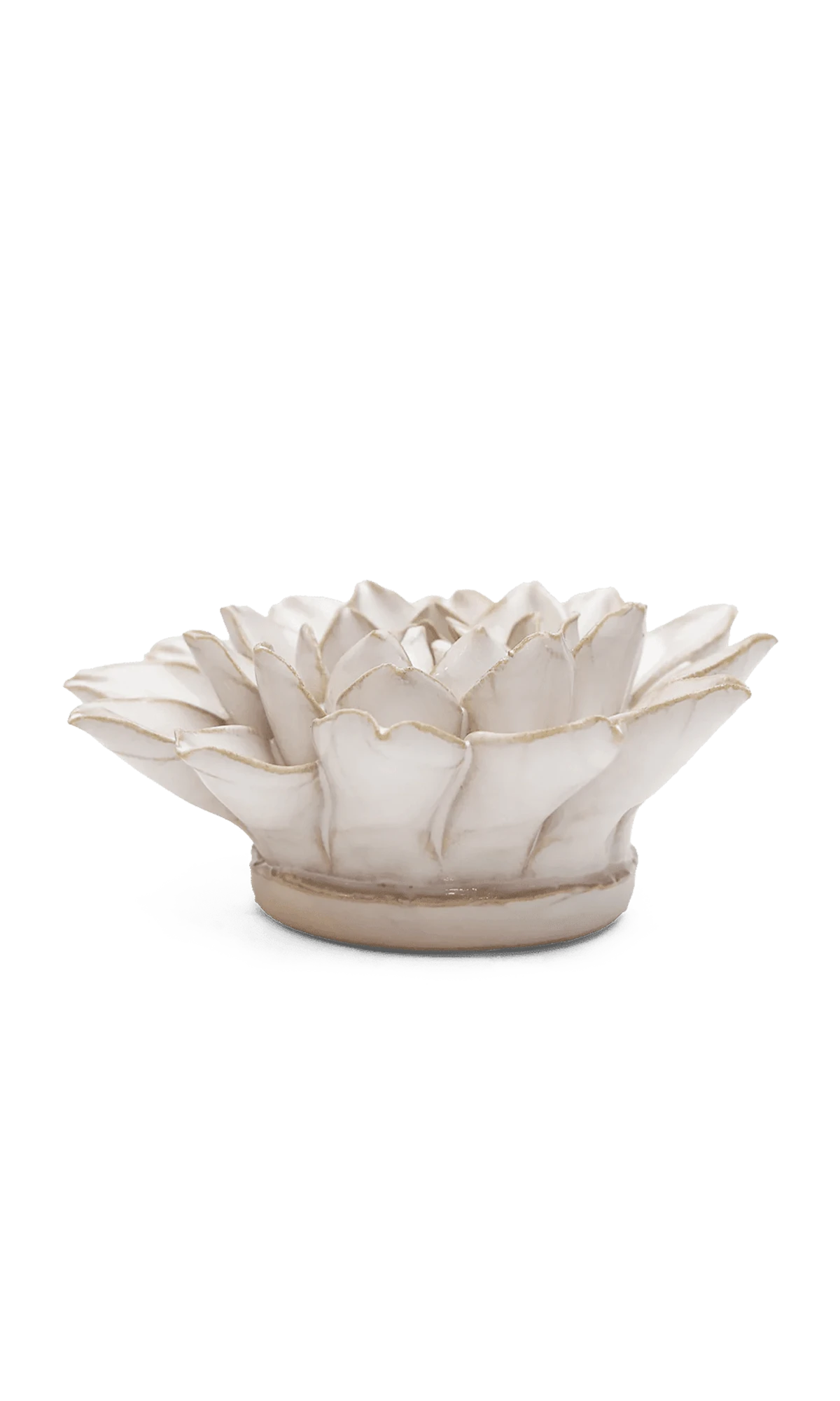 Chive September Birth Flower Aster ivory ceramic flower side view showing petal depth and glossy glazed finish.