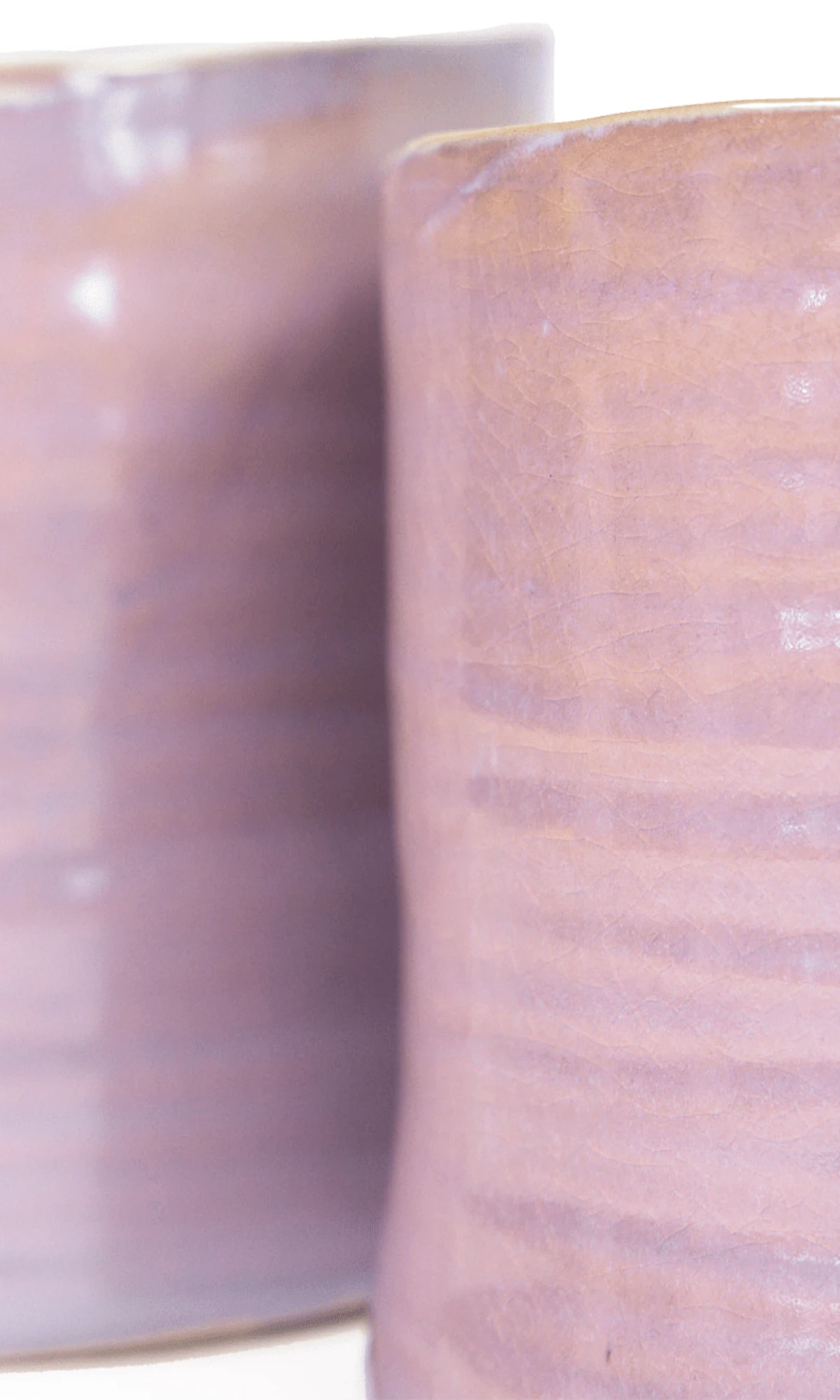 Close-up of the glaze finish on a Chive Channa mauve ceramic medium planter pot.