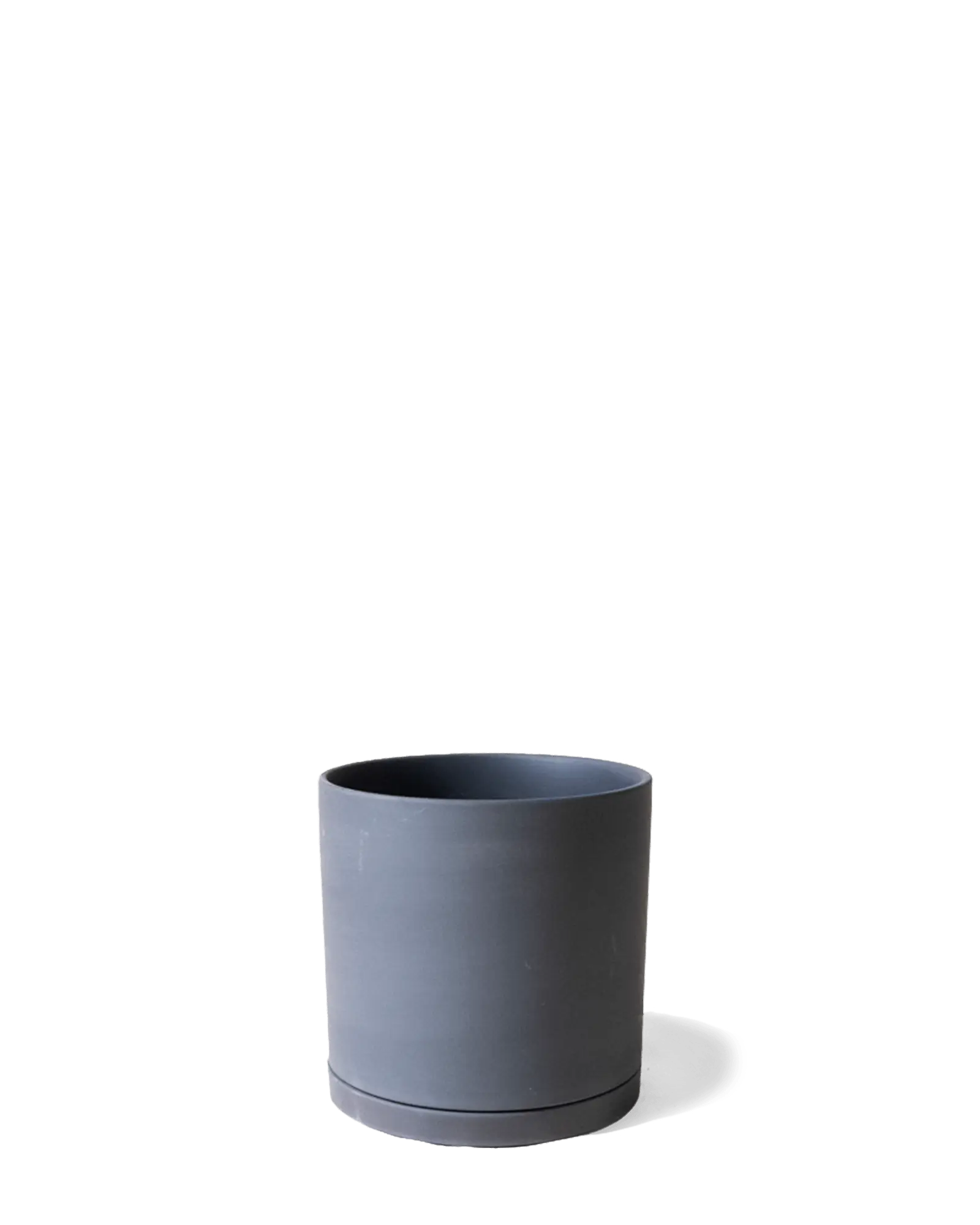 Chive Dojo black matte ceramic small plant pot with drainage hole and detachable saucer.