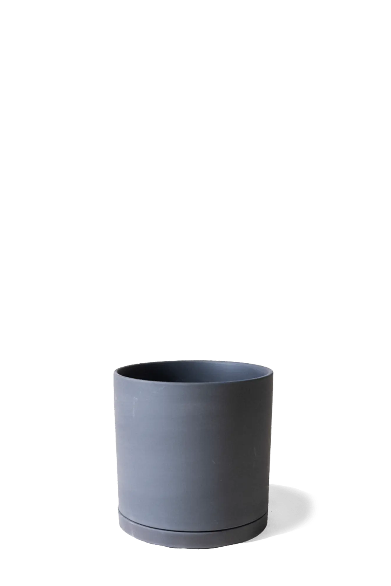 Chive Dojo black matte ceramic small plant pot with drainage hole and saucer.