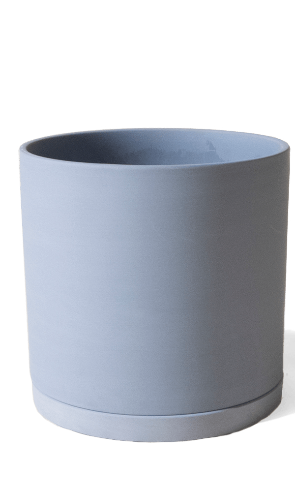 Chive Dojo large blue grey matte porcelain pot with drainage hole and detachable saucer.