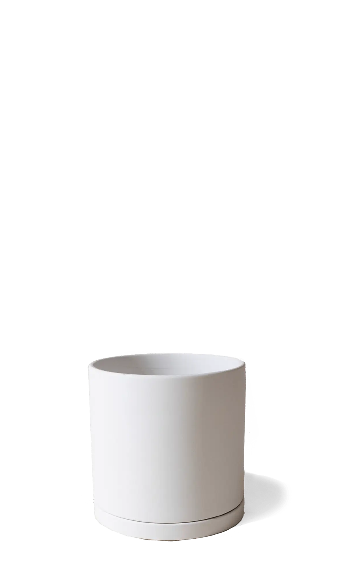 Chive Dojo large white matte porcelain pot with drainage hole and detachable saucer.