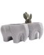 Two Chive Elephant Grey color glazed ceramic elephant shaped planters styled with a cactus.