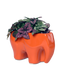 Chive Elephant Orange color glazed ceramic elephant shaped planter styled with a small plant.