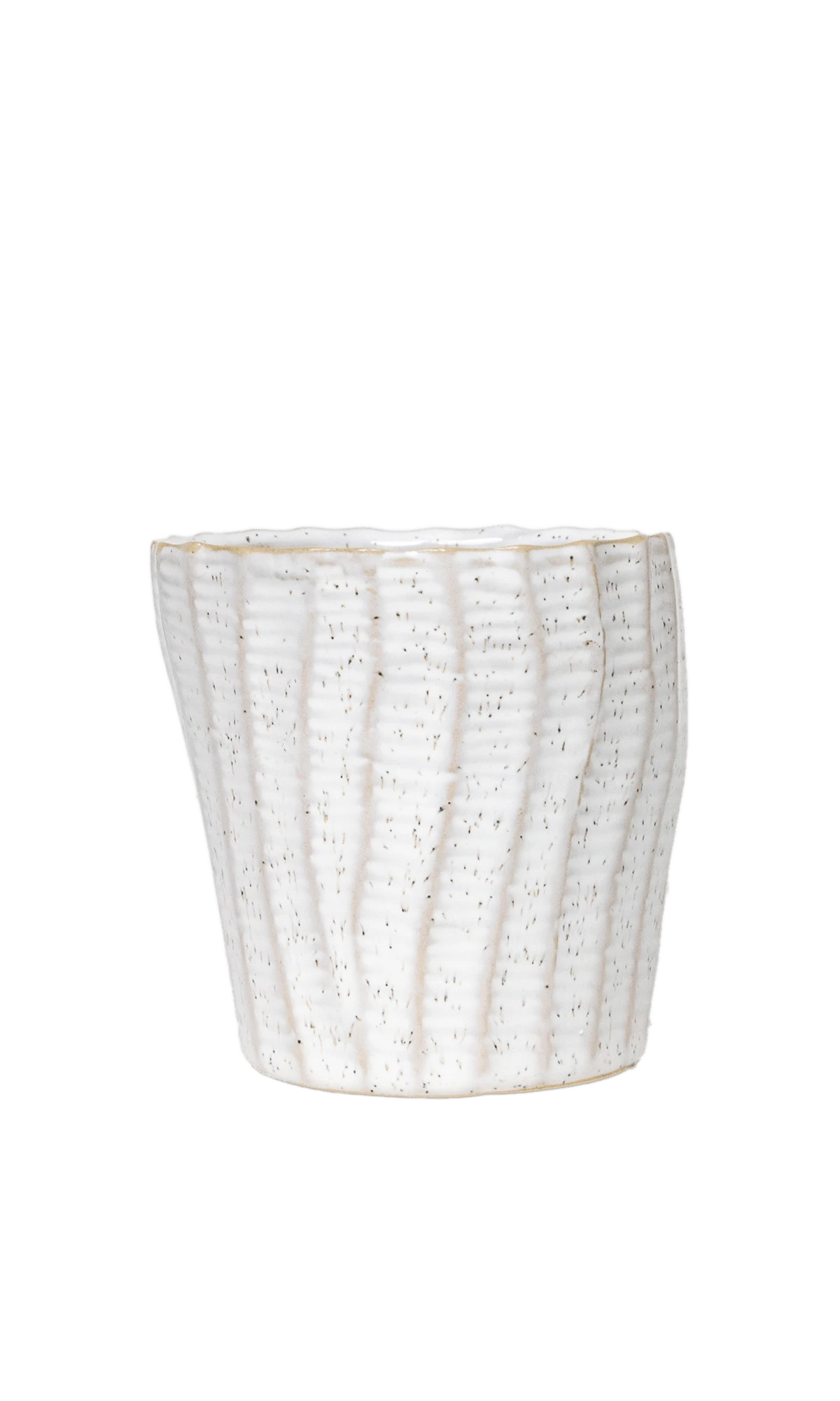 Chive Katakana white ceramic planter pot with no drainage.