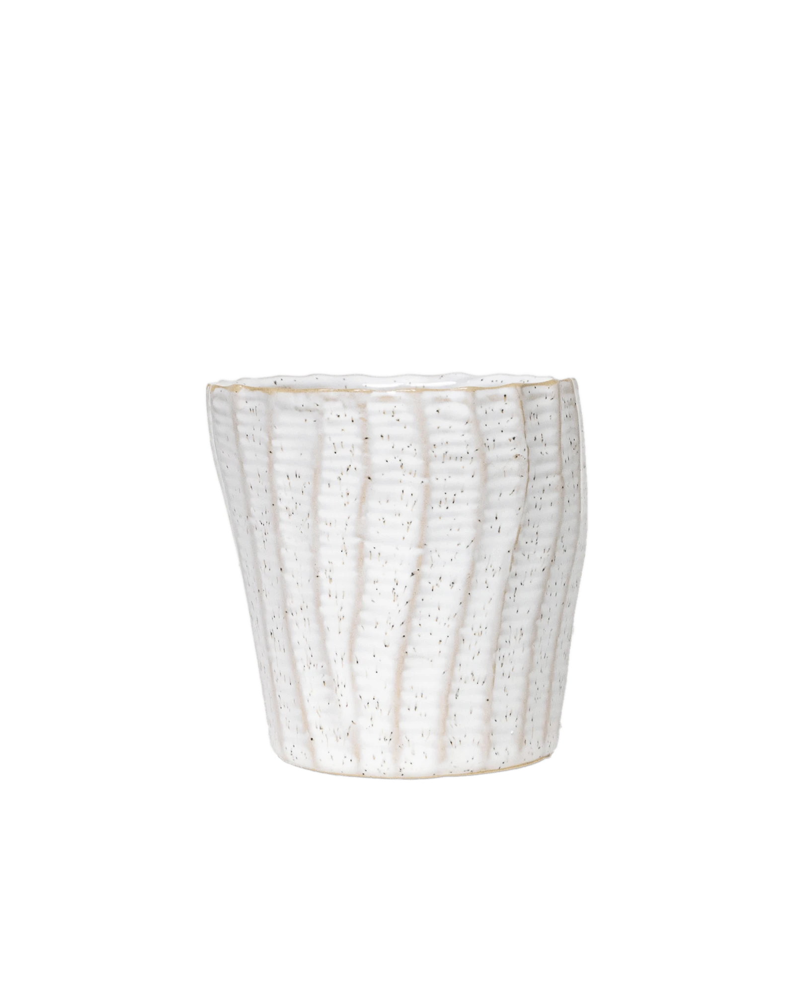 Chive Katakana white ceramic planter pot with no drainage.