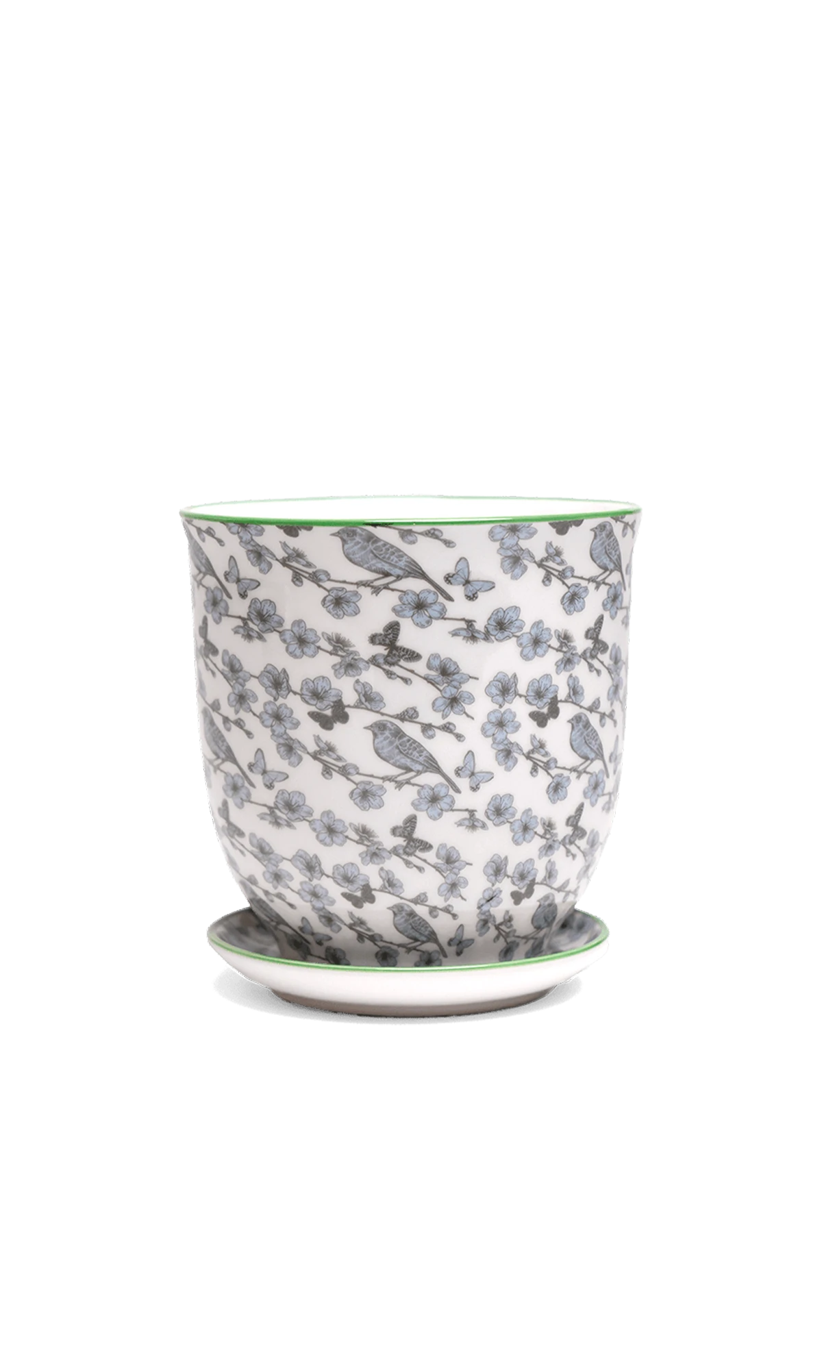 Chive Liberte small blue flowers porcelain pot with drainage hole and detachable saucer.