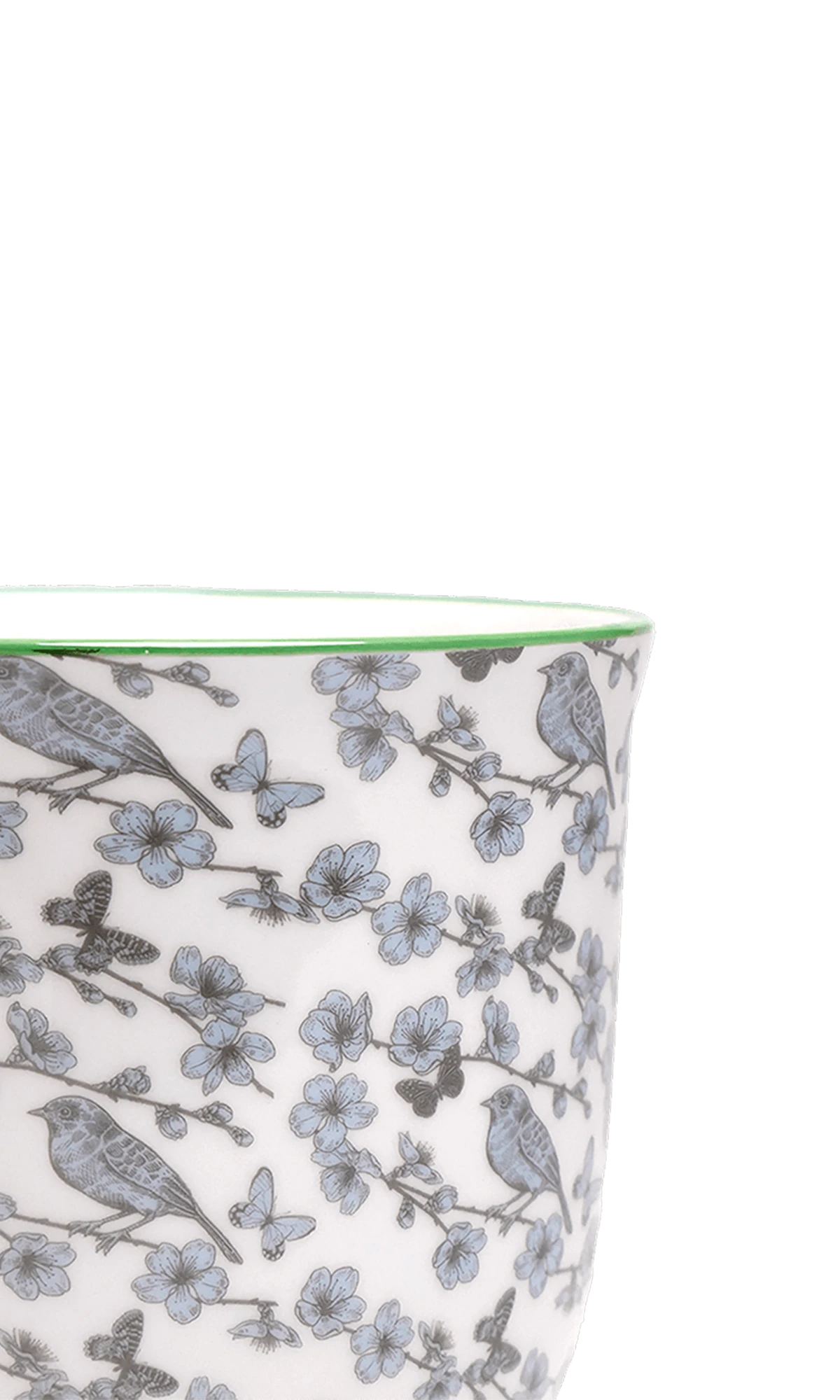 Close-up of the Chive Liberte small blue flowers porcelain pot showing the pattern and glaze finish.