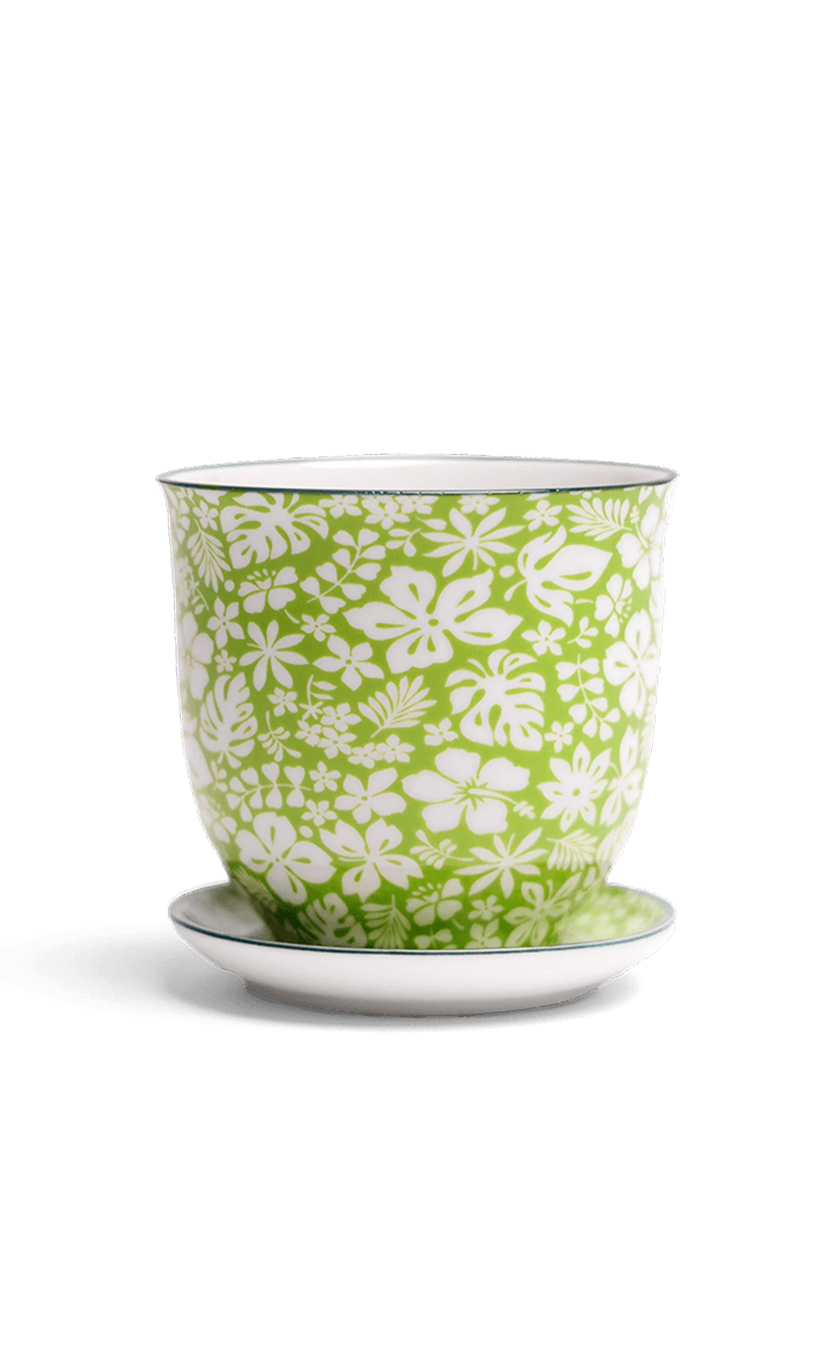 Chive Liberte medium green garden 3 porcelain pot with drainage hole and detachable saucer.
