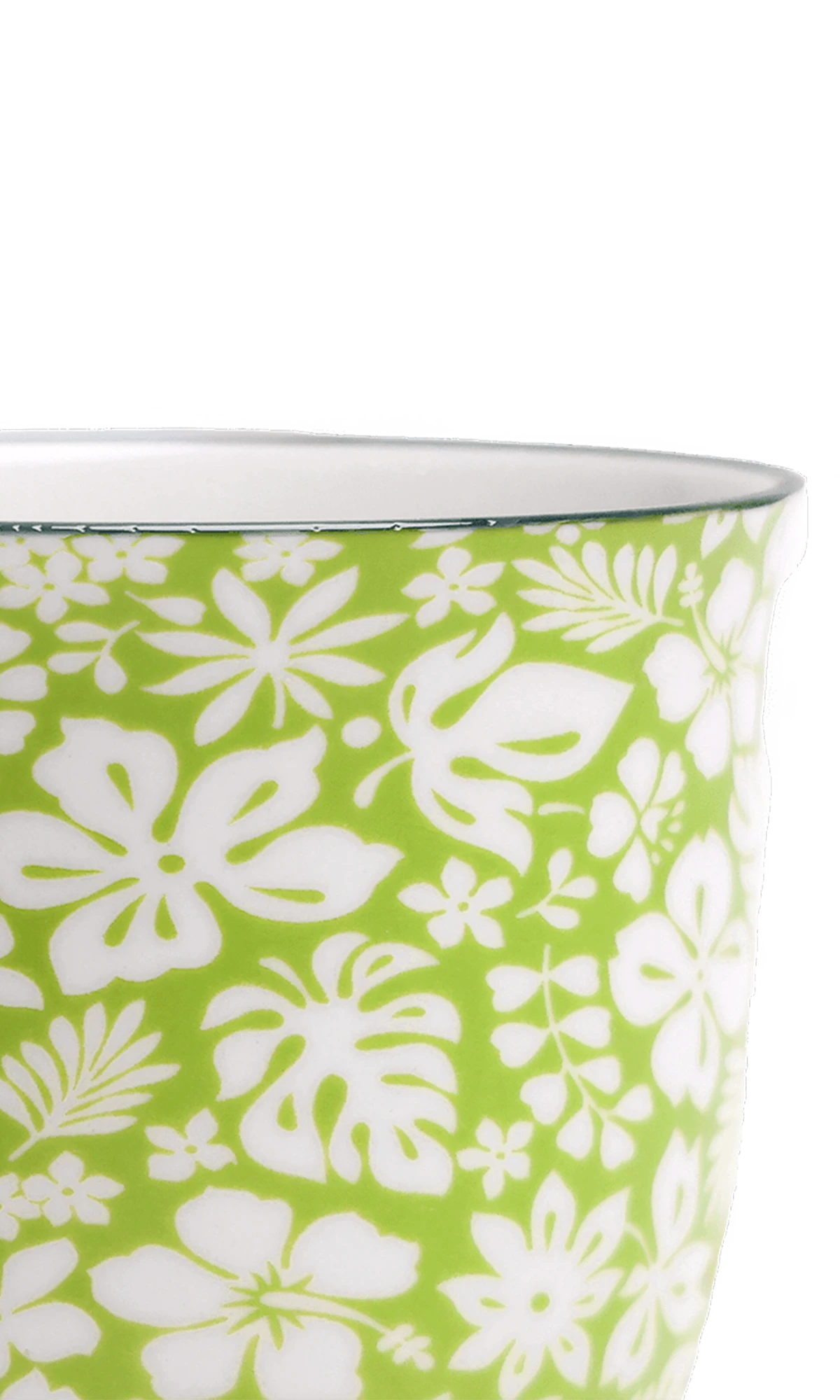 Close-up of the Chive Liberte small green garden 3 porcelain pot showing the pattern and glaze finish.