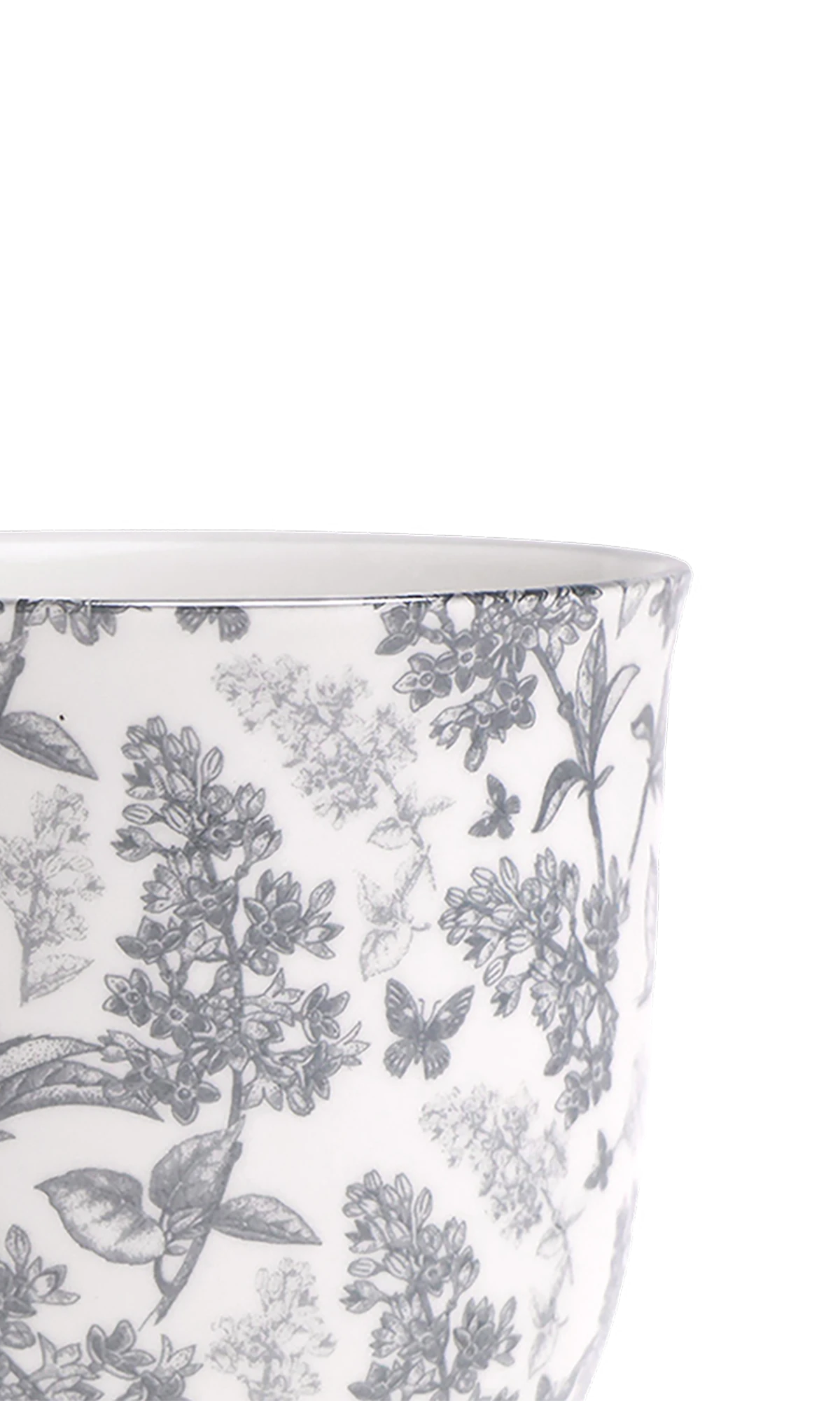 Close-up of the Chive Liberte medium grey forest porcelain pot showing the pattern and glaze finish.