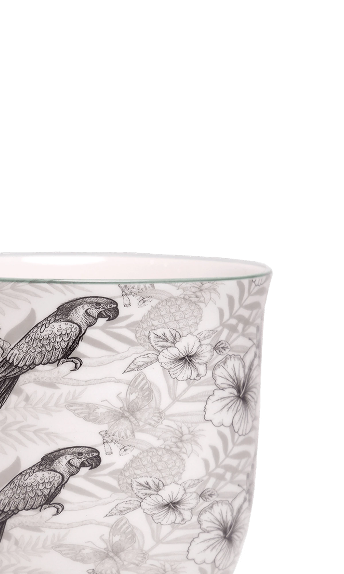 Close-up of the Chive Liberte small parrot porcelain pot showing the pattern and glaze finish.