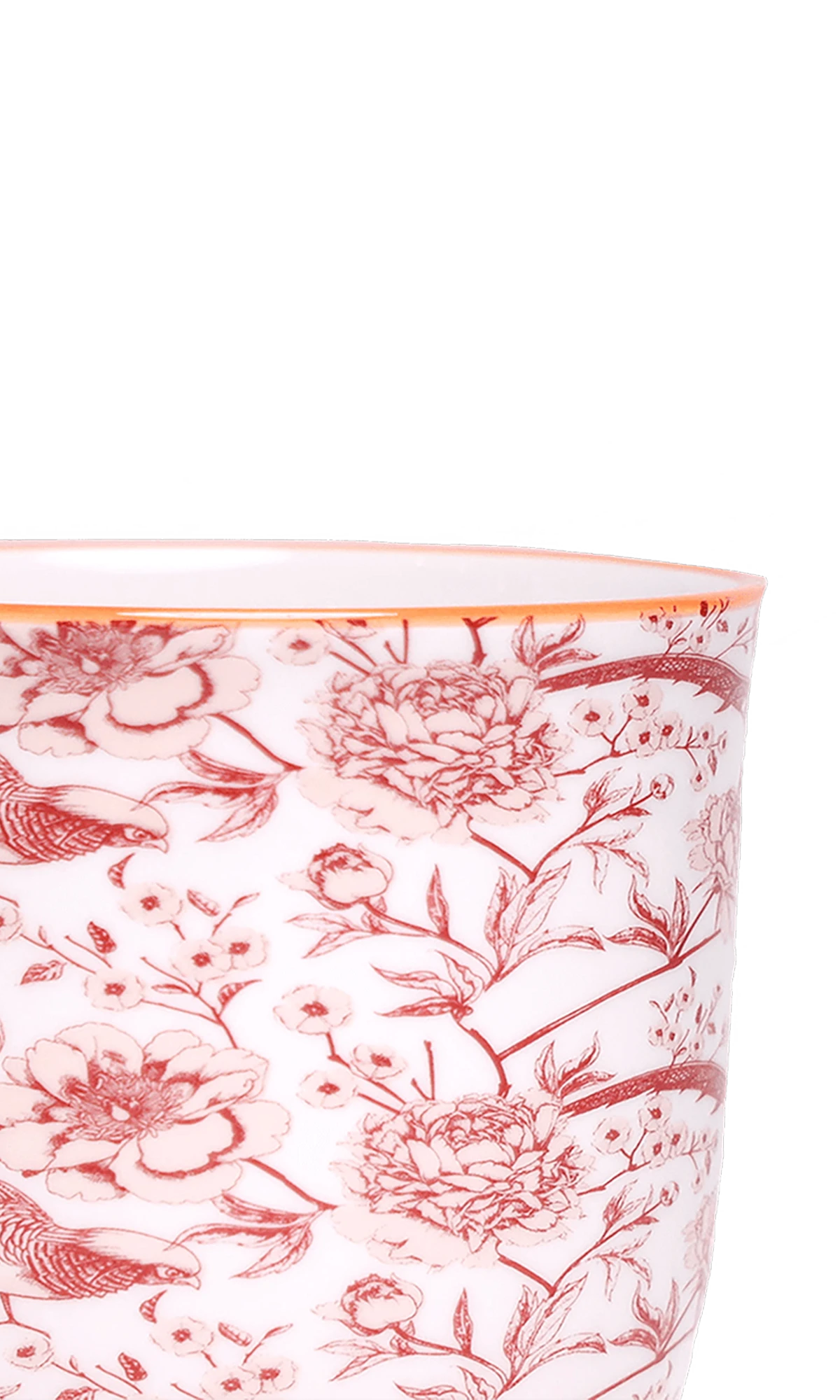 Close-up of the Chive Liberte medium red pheasant porcelain pot showing the pattern and glaze finish.