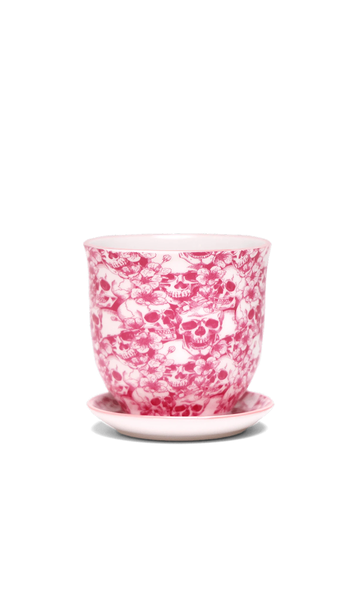 Chive Liberte medium skull porcelain pot with drainage hole and detachable saucer.