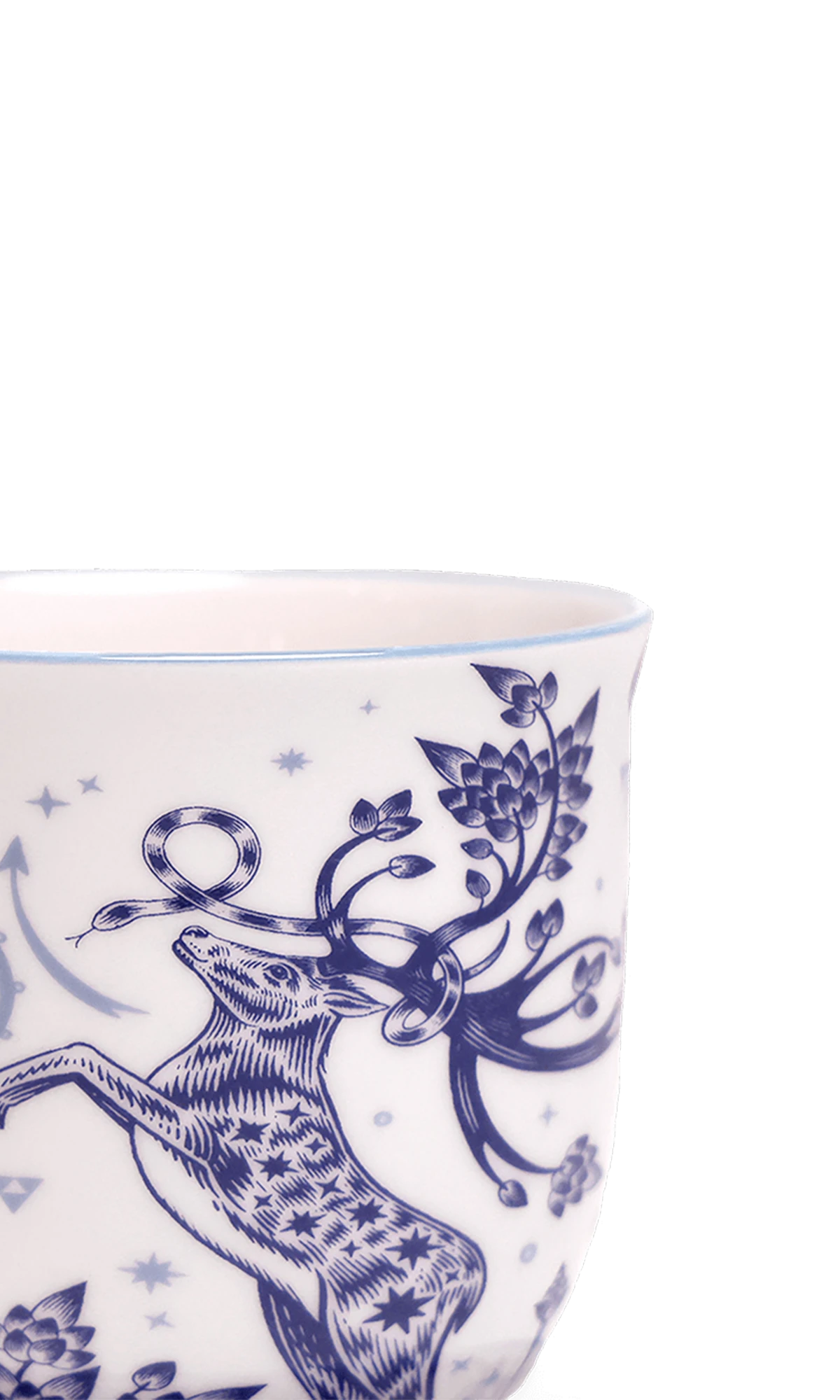 Close-up of the Chive Liberte medium stag porcelain pot showing the pattern and glaze finish.