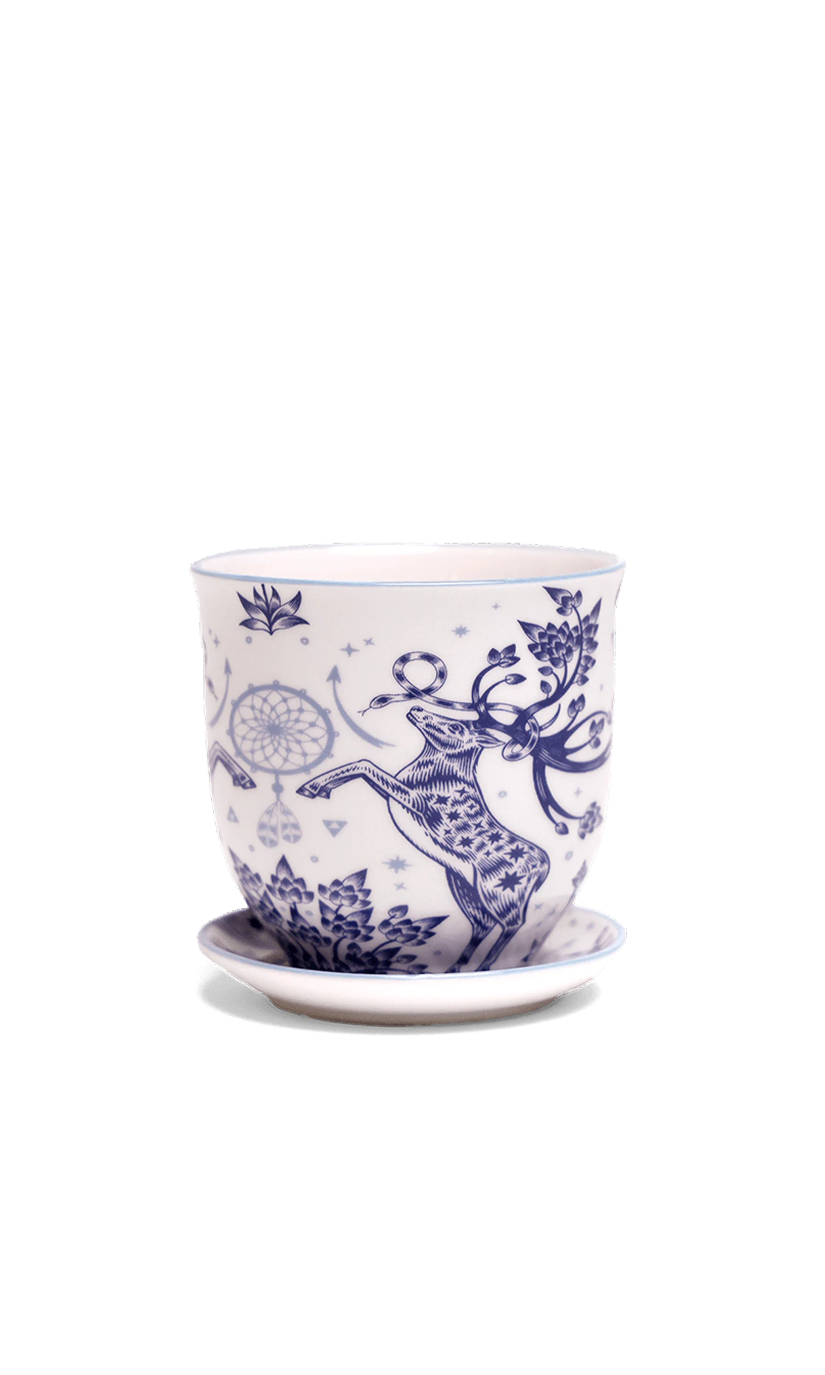 Chive Liberte small stag porcelain pot with drainage hole and detachable saucer.