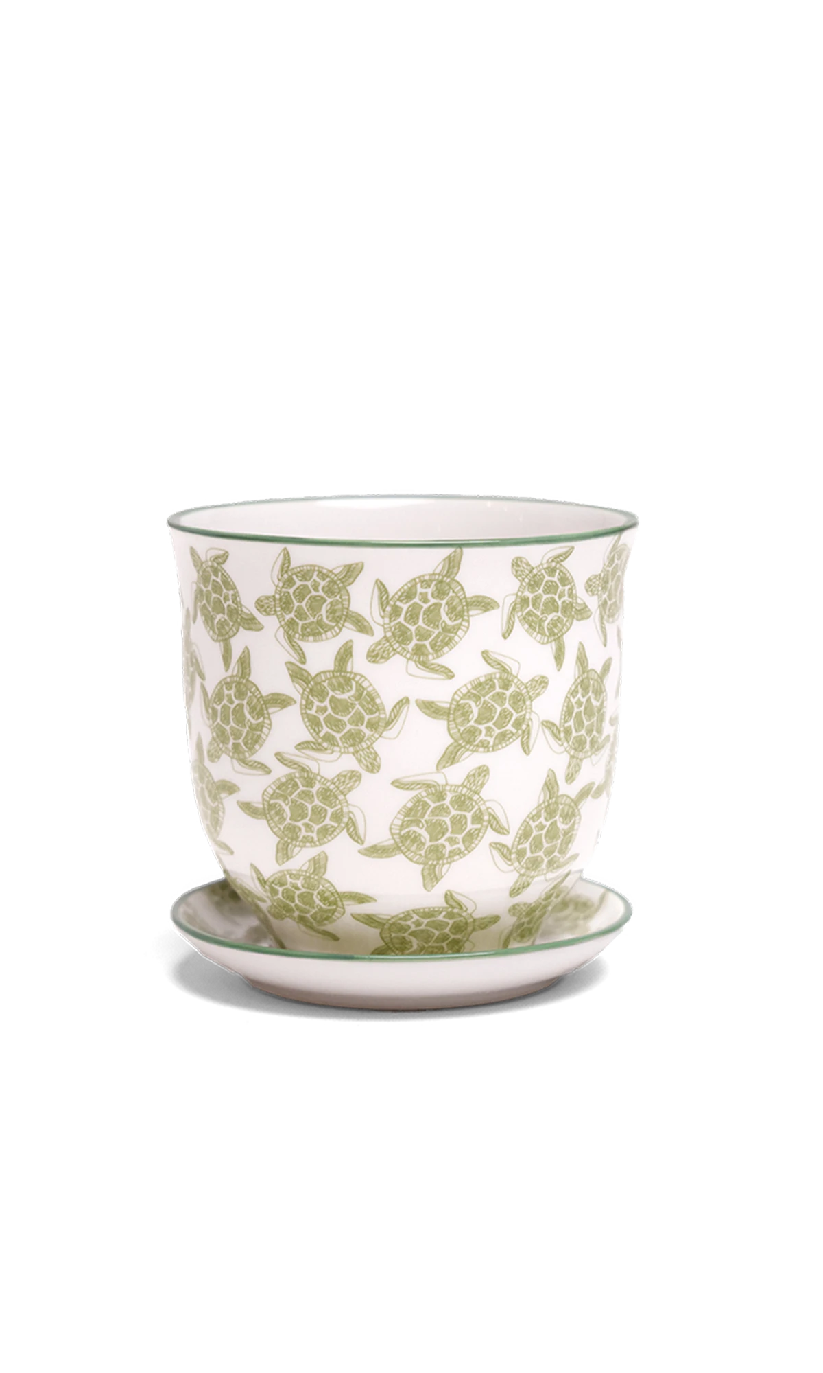 Chive Liberte medium turtles porcelain pot with drainage hole and detachable saucer.