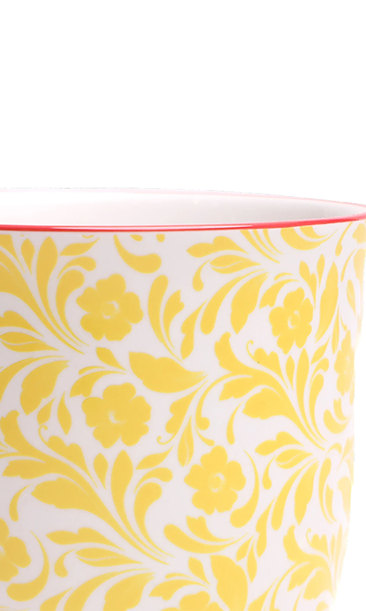Close-up of the Chive Liberte medium yellow flowers porcelain pot showing the pattern and glaze finish.