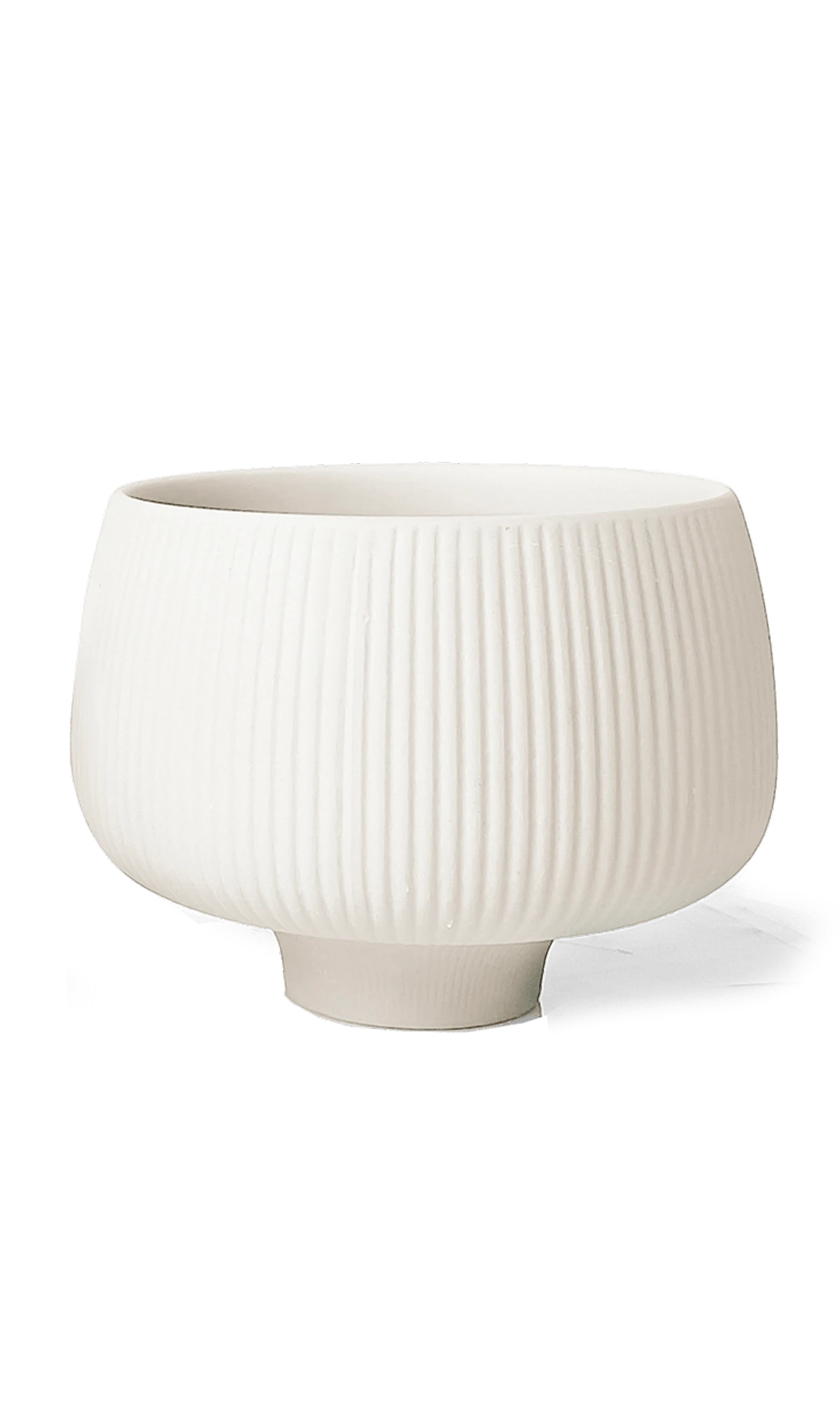 Chive Lilo large white porcelain plant pot with no drainage.