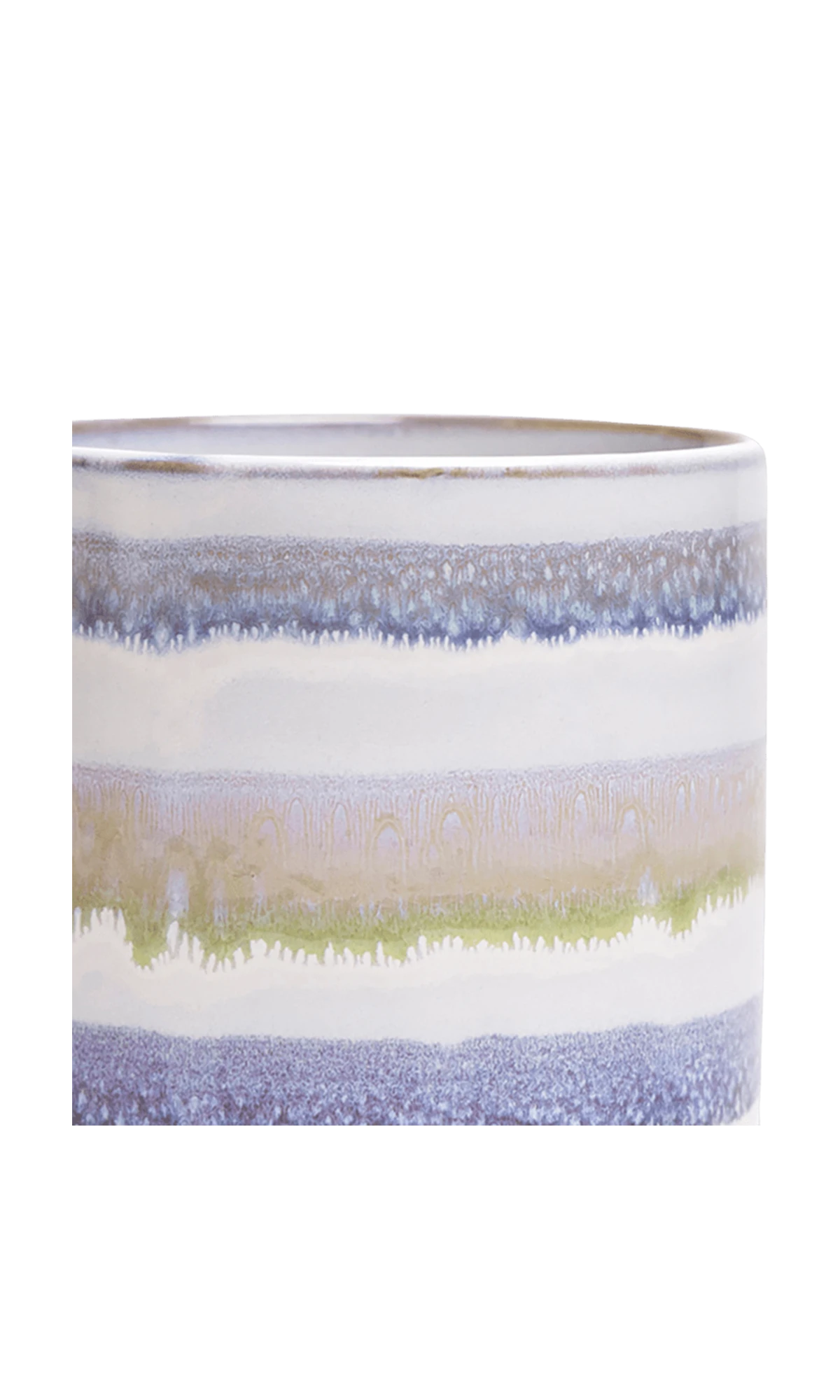 Close-up of the Chive Minute small blue green layers ceramic pot showing color and glaze details.