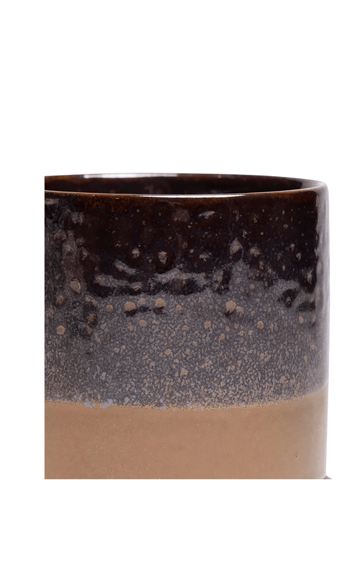 Close-up of the Chive Minute small bronze speckles ceramic pot showing the glaze finish.