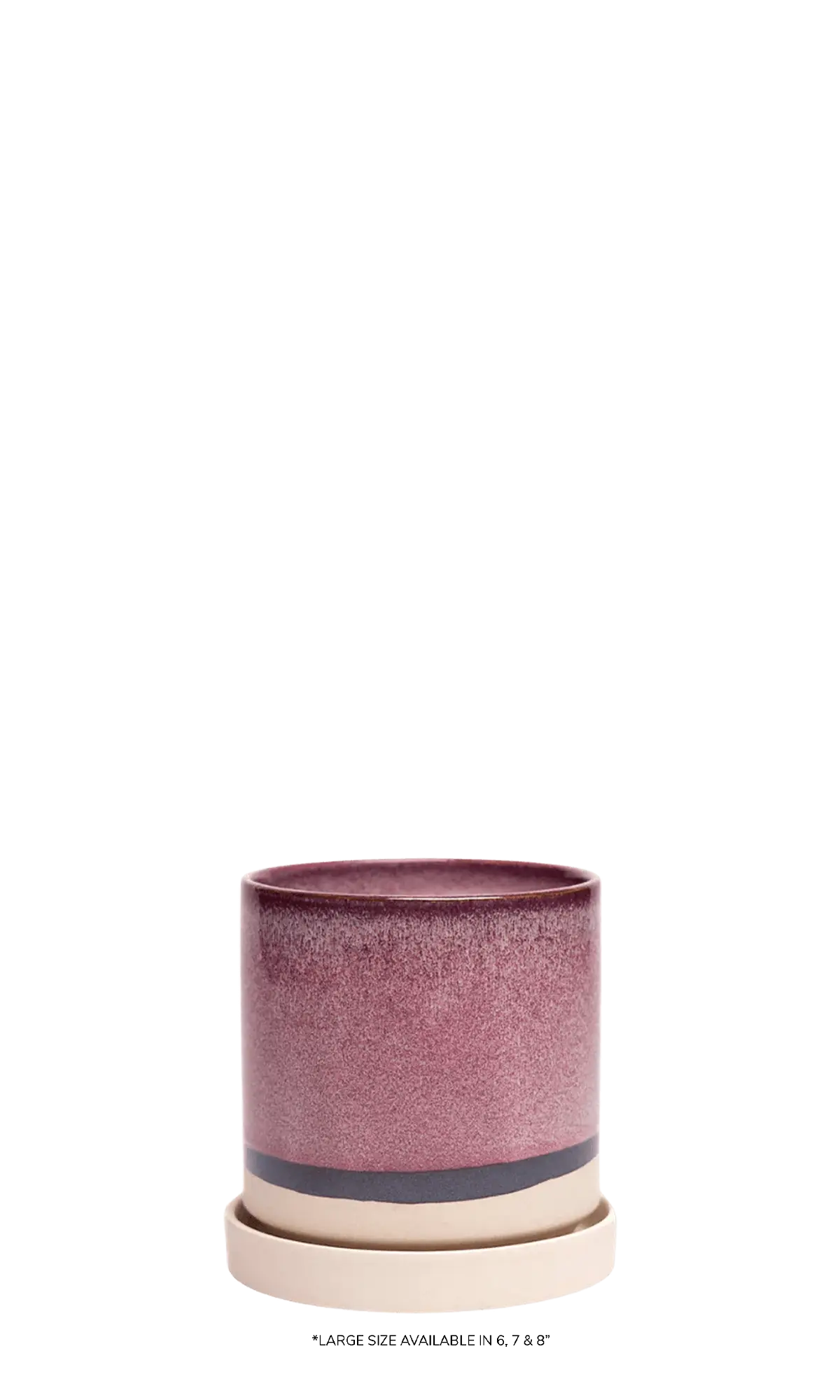 Chive Minute burgundy glazed ceramic large planter with drainage and saucer.
