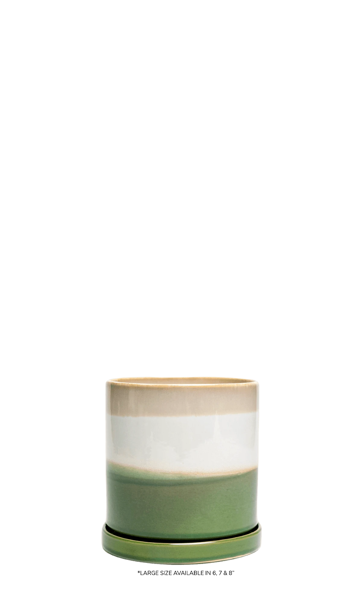 Chive Minute green layers fully glazed ceramic large planter with drainage hole and detachable saucer.
