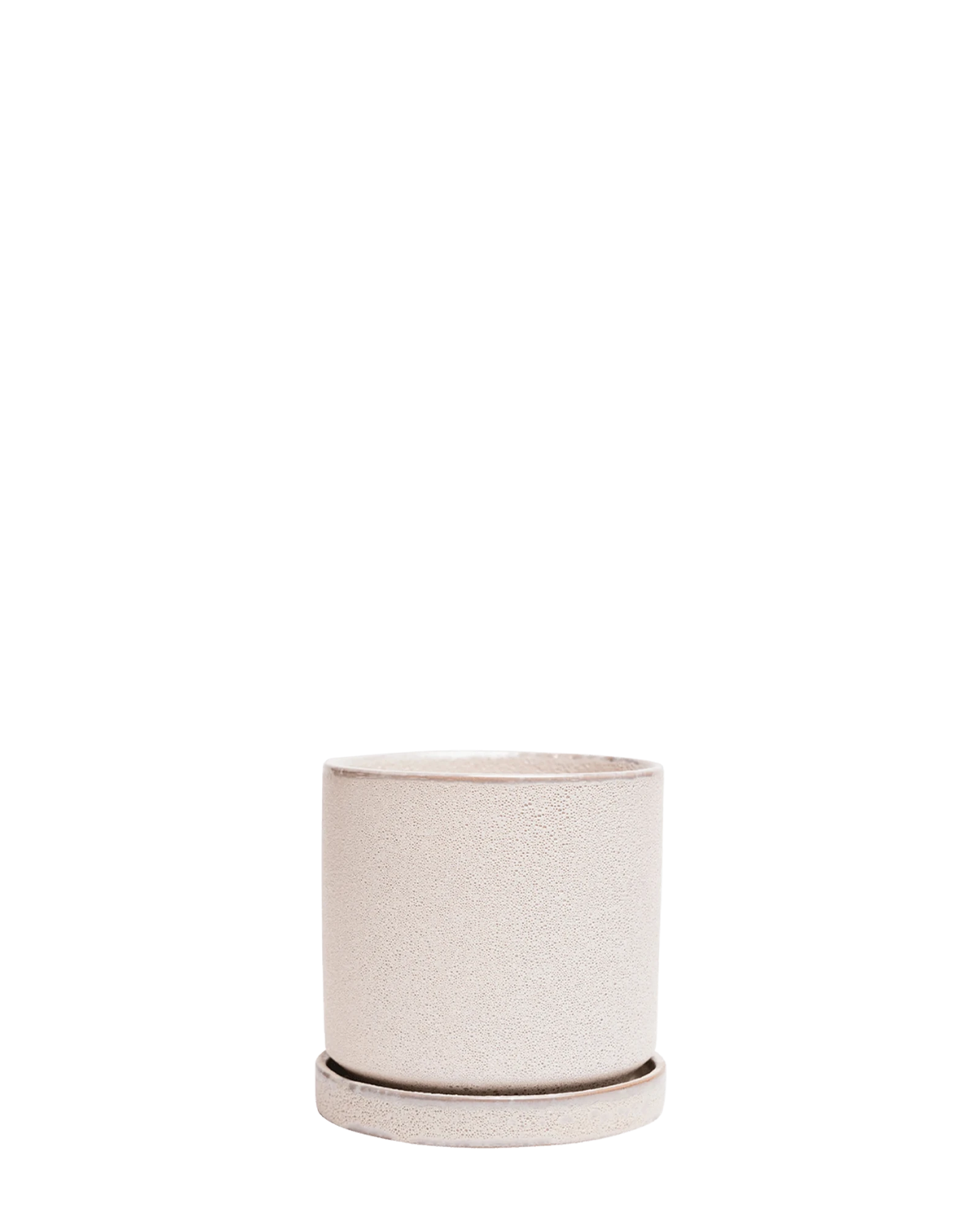 Chive Minute medium ivory speckles ceramic pot with drainage hole and detachable saucer.