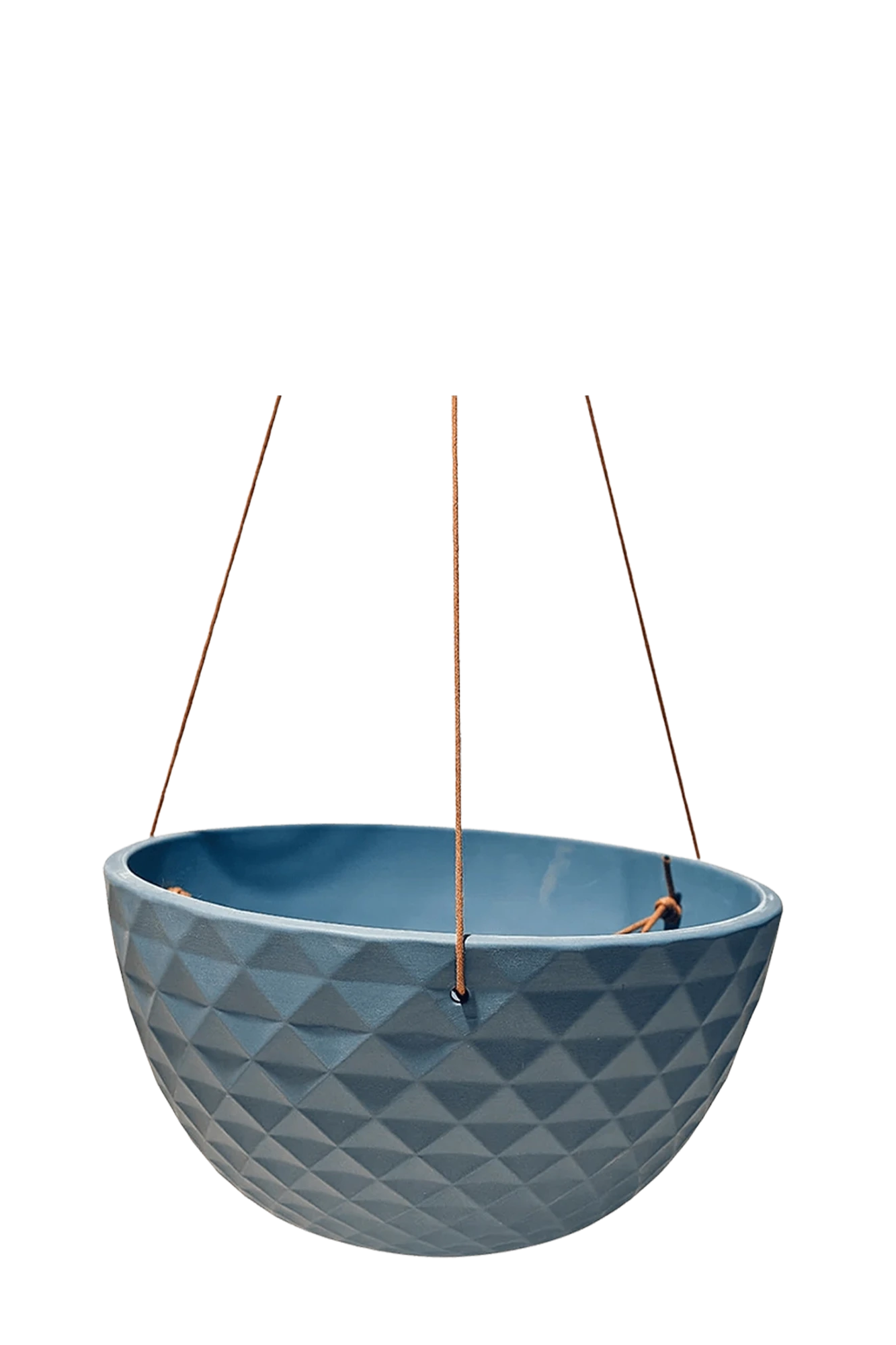 Chive Mofo blue grey porcelain modern hanging planter with no drainage.