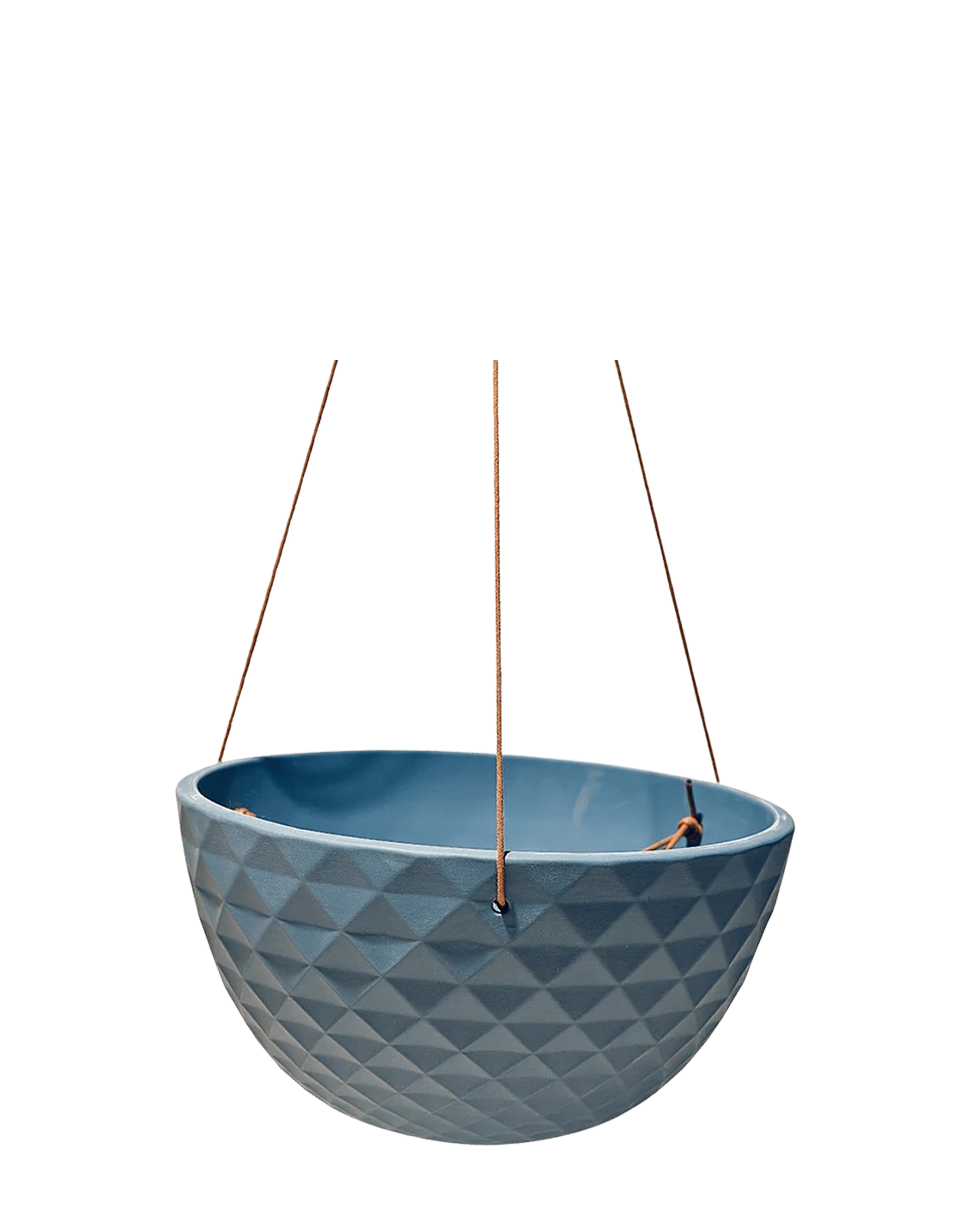 Chive Mofo blue grey porcelain modern hanging planter with no drainage.