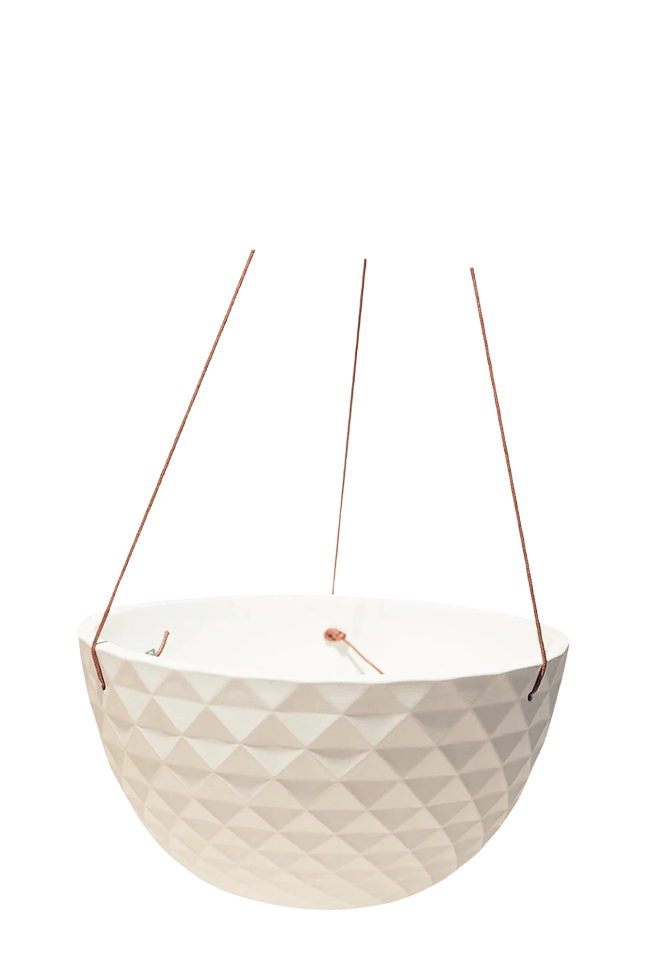 Chive Mofo white porcelain modern hanging planter with no drainage.