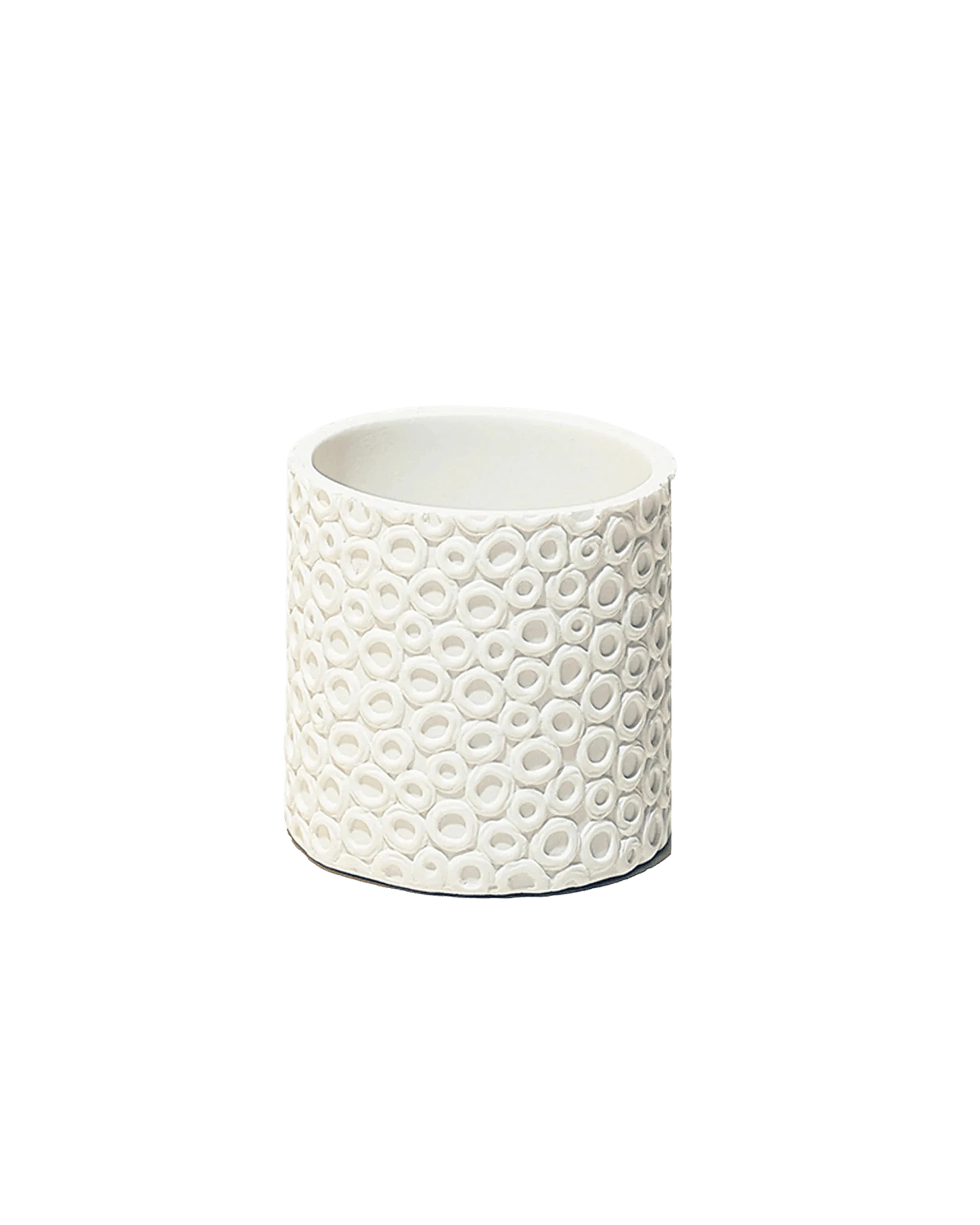 Chive Stagma white dots textured resin planter pot with no drainage.