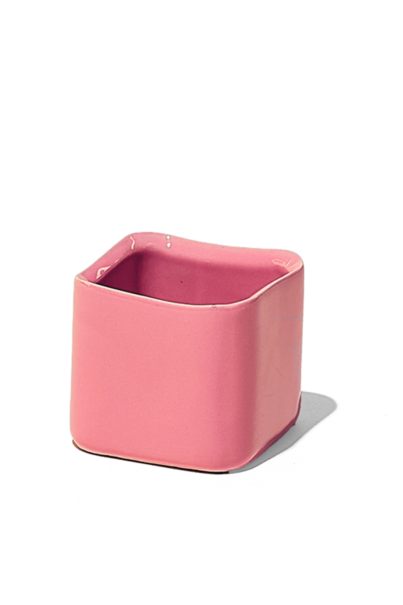 Chive Svek coral pink fully glazed ceramic planter with no drainage.