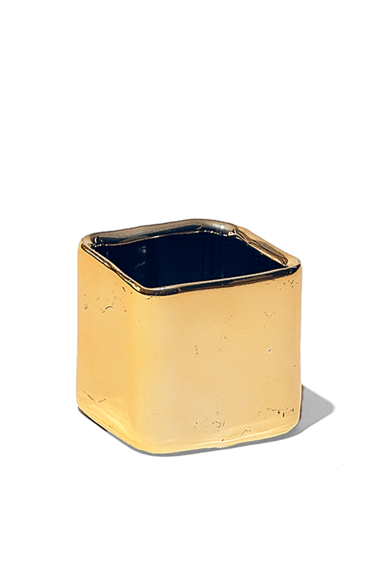 Chive Svek gold color fully glazed ceramic planter with no drainage.