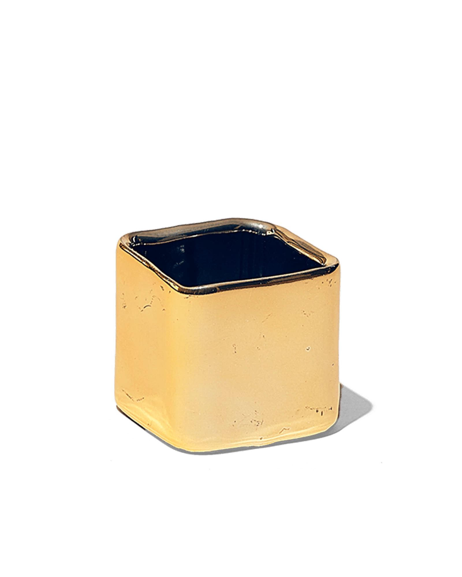 Chive Svek gold color fully glazed ceramic planter with no drainage.