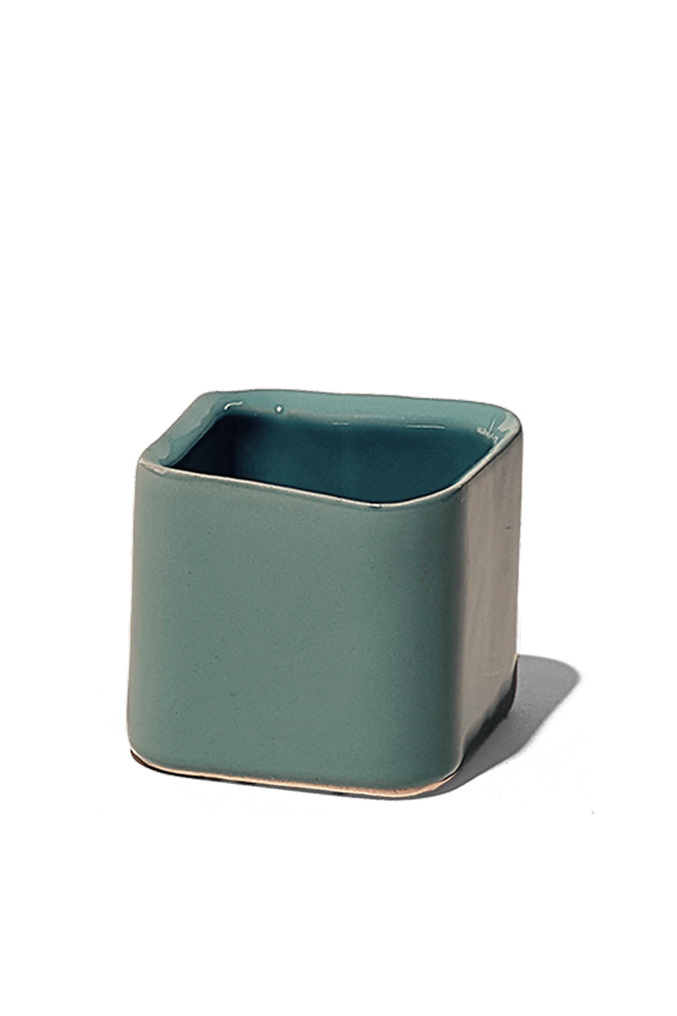Chive Svek green grey color fully glazed ceramic planter with no drainage.