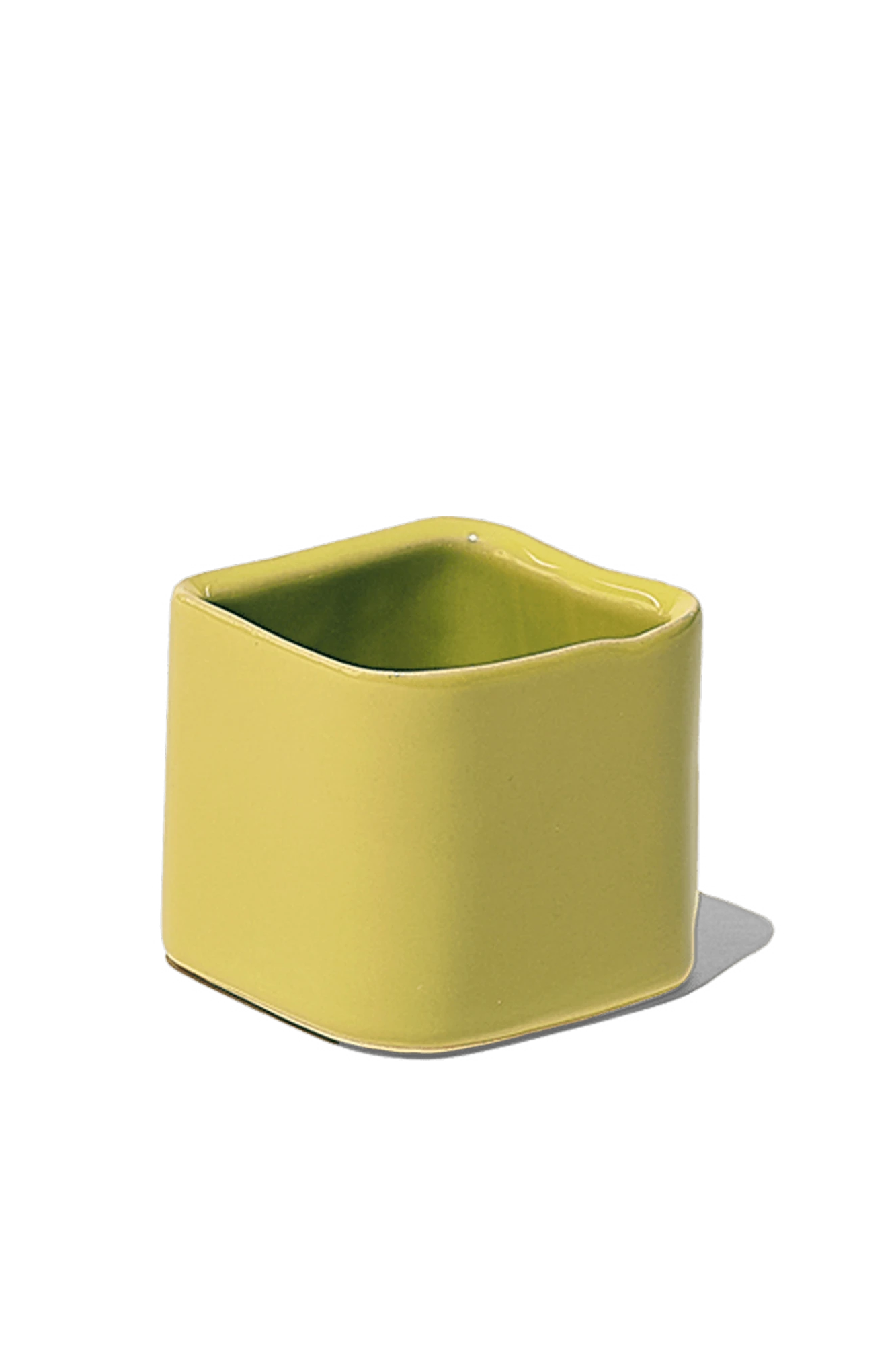 Chive Svek Mustard Green color fully glazed ceramic planter with no drainage.