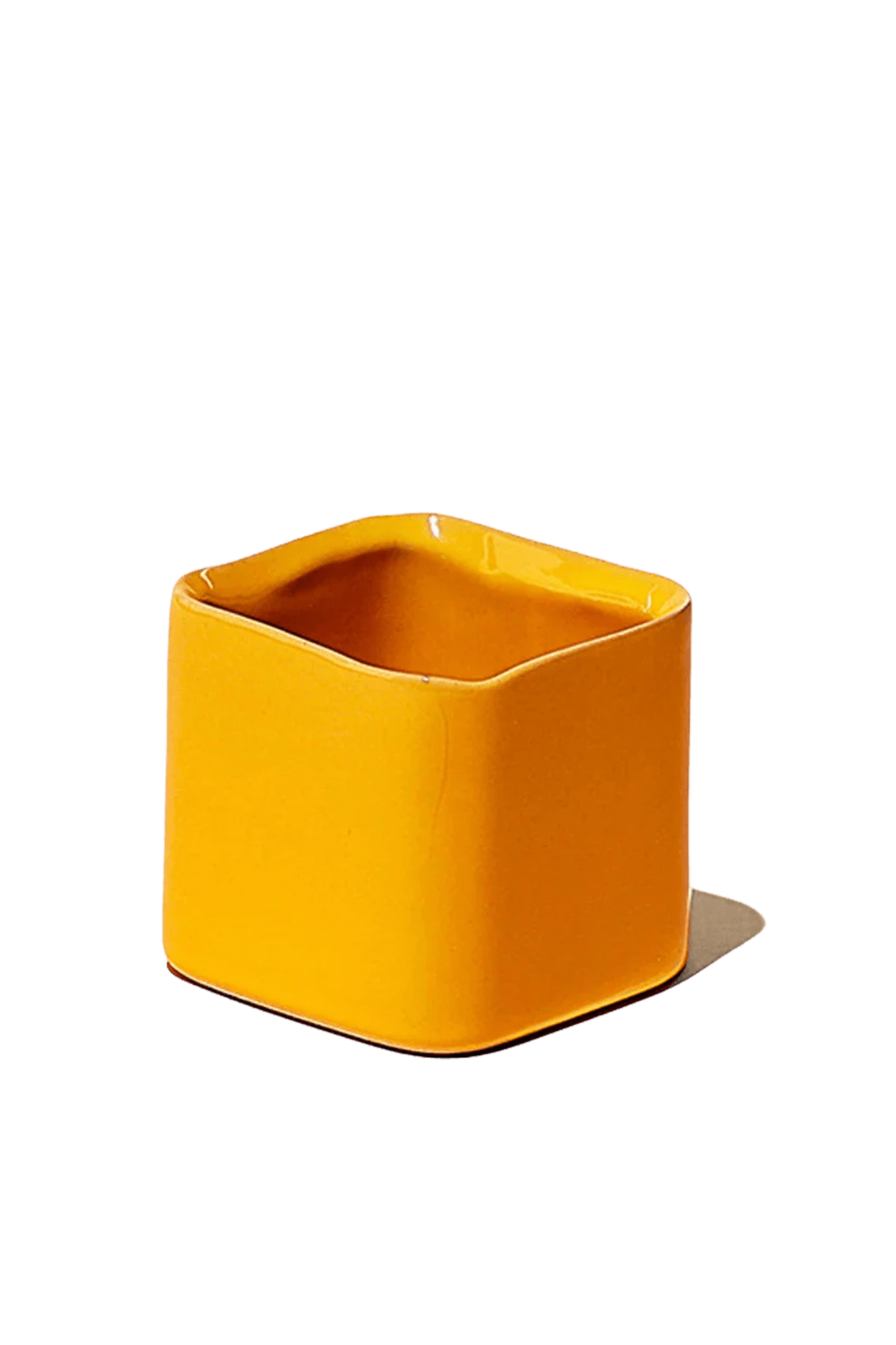 Chive Svek orange color fully glazed ceramic planter with no drainage.