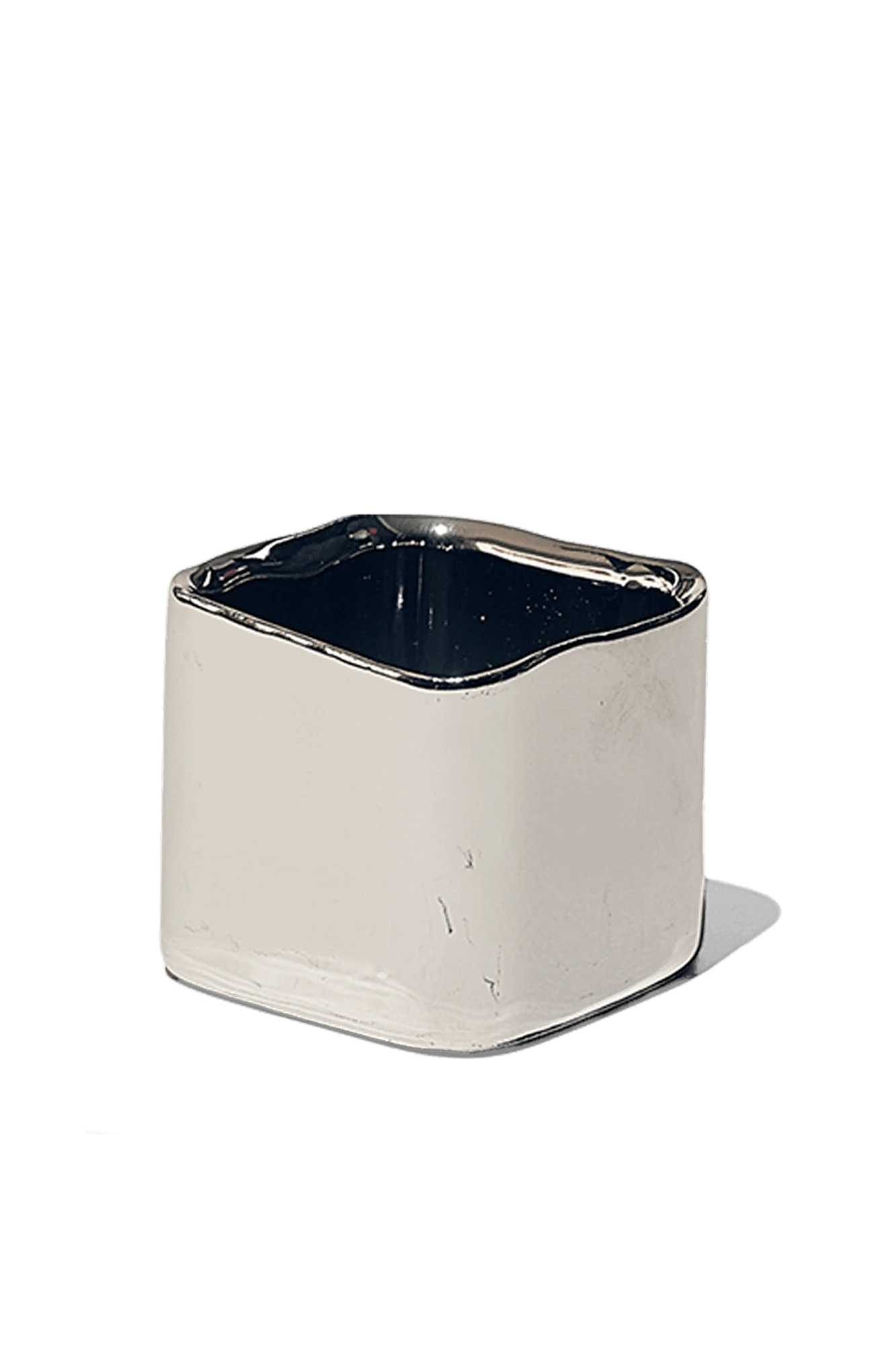 Chive Svek silver color fully glazed ceramic planter with no drainage.
